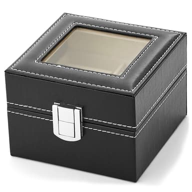 Zwarte Kunstleren Kist - Voor 2 Horloges Zwarte Kunstleren Kist - Voor 2 Horloges