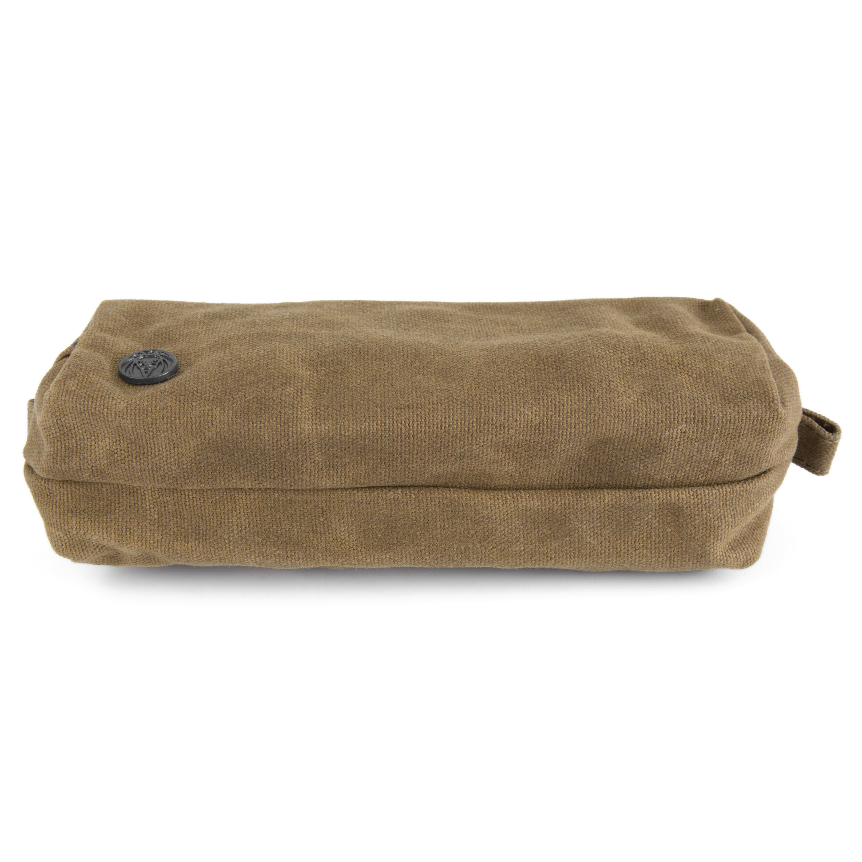 Khakifarvet Mini Voksbehandlet Kanvastoilettaske - 5