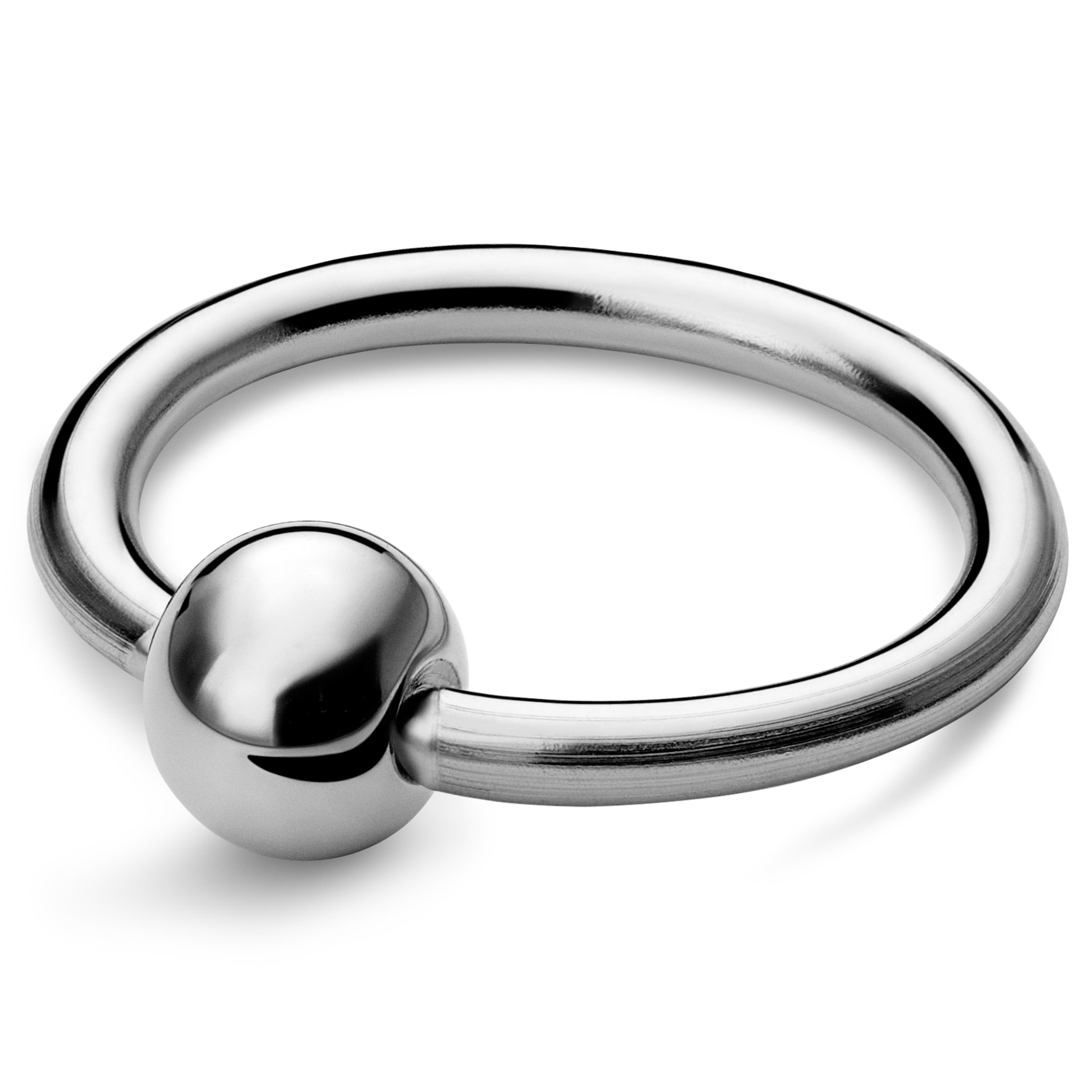 6mm piercing segment s kuličkou z titanu stříbrné barvy