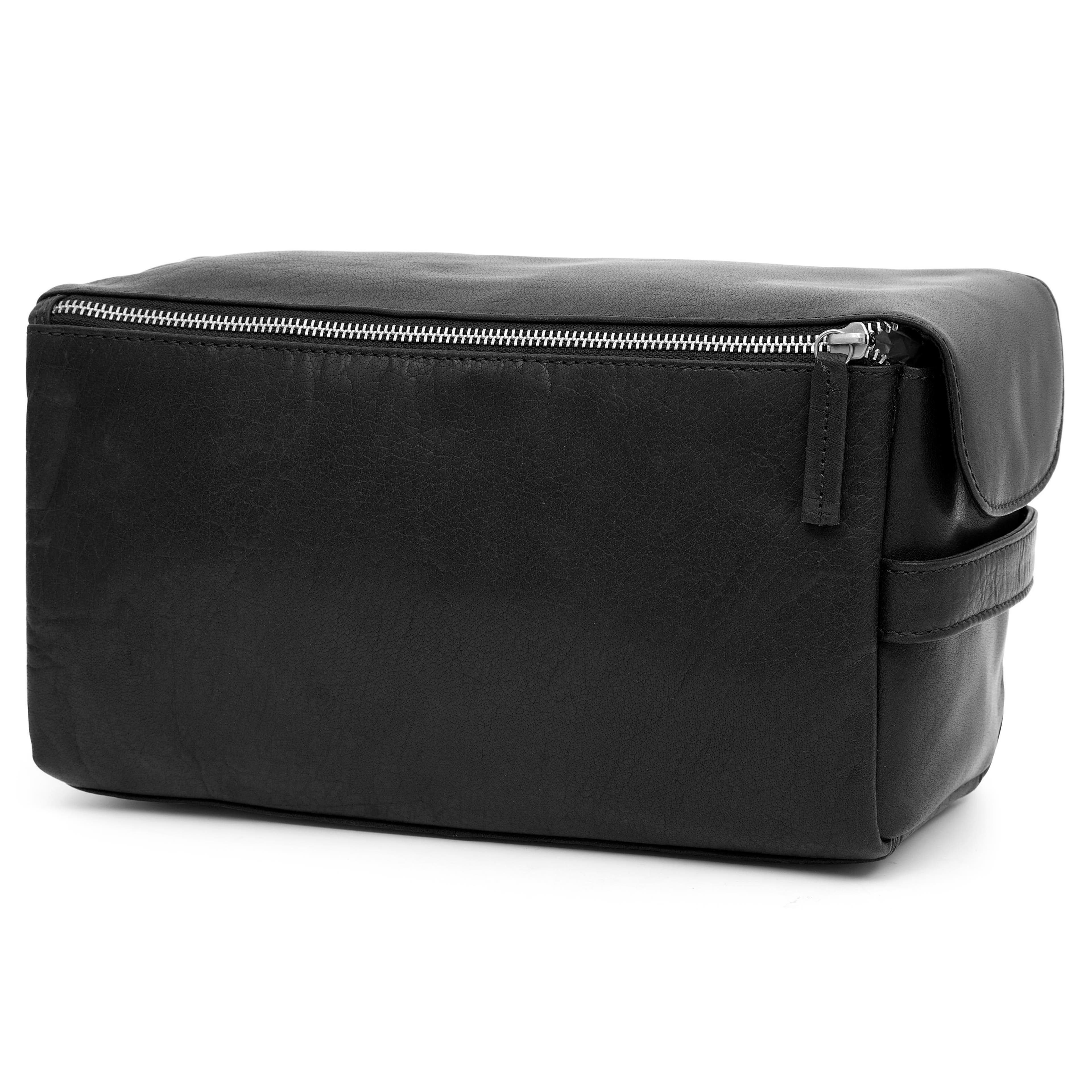 Montreal | XL Black Leather Wash Bag