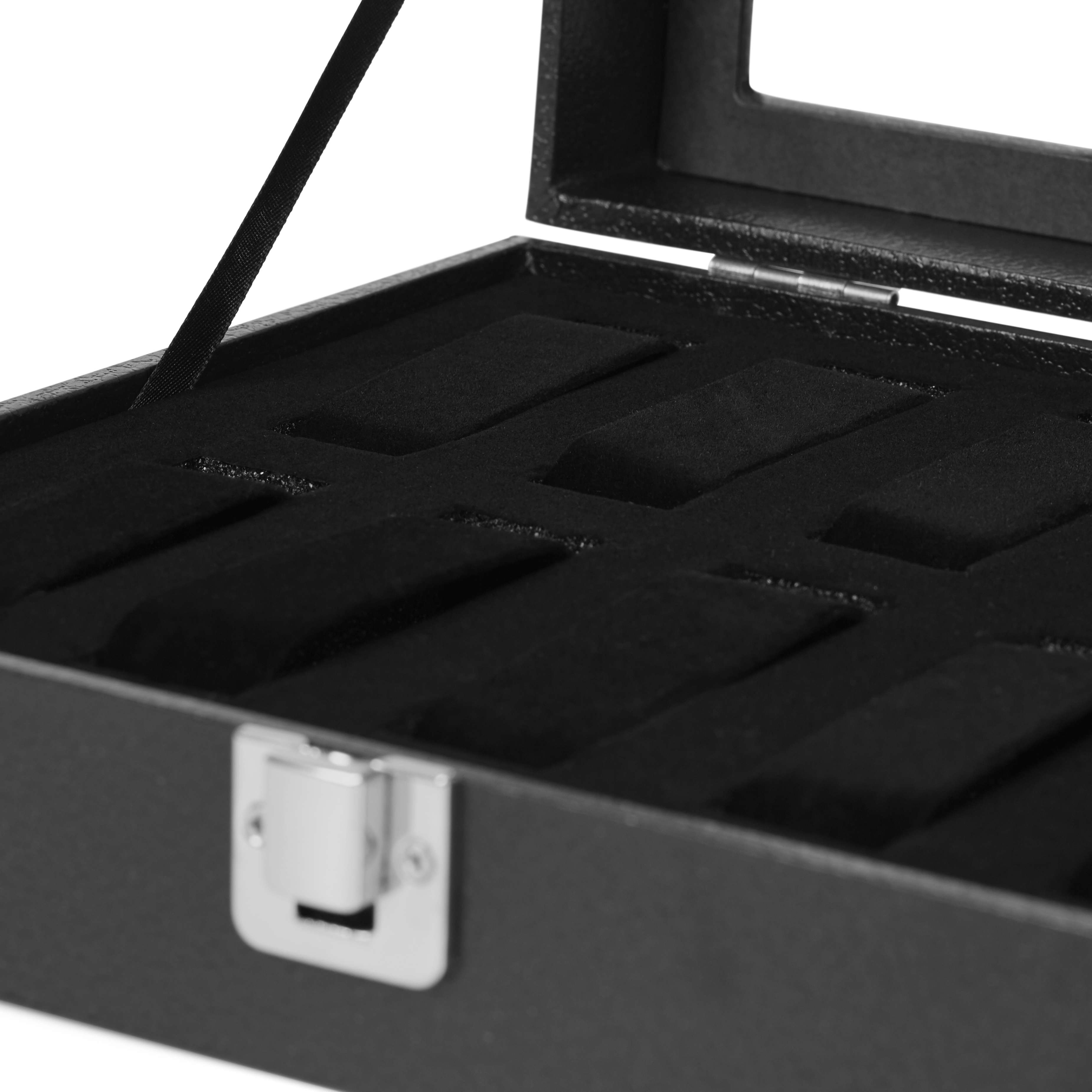 Schwarze Kunstleder Uhrenbox - 10 Uhren - 3