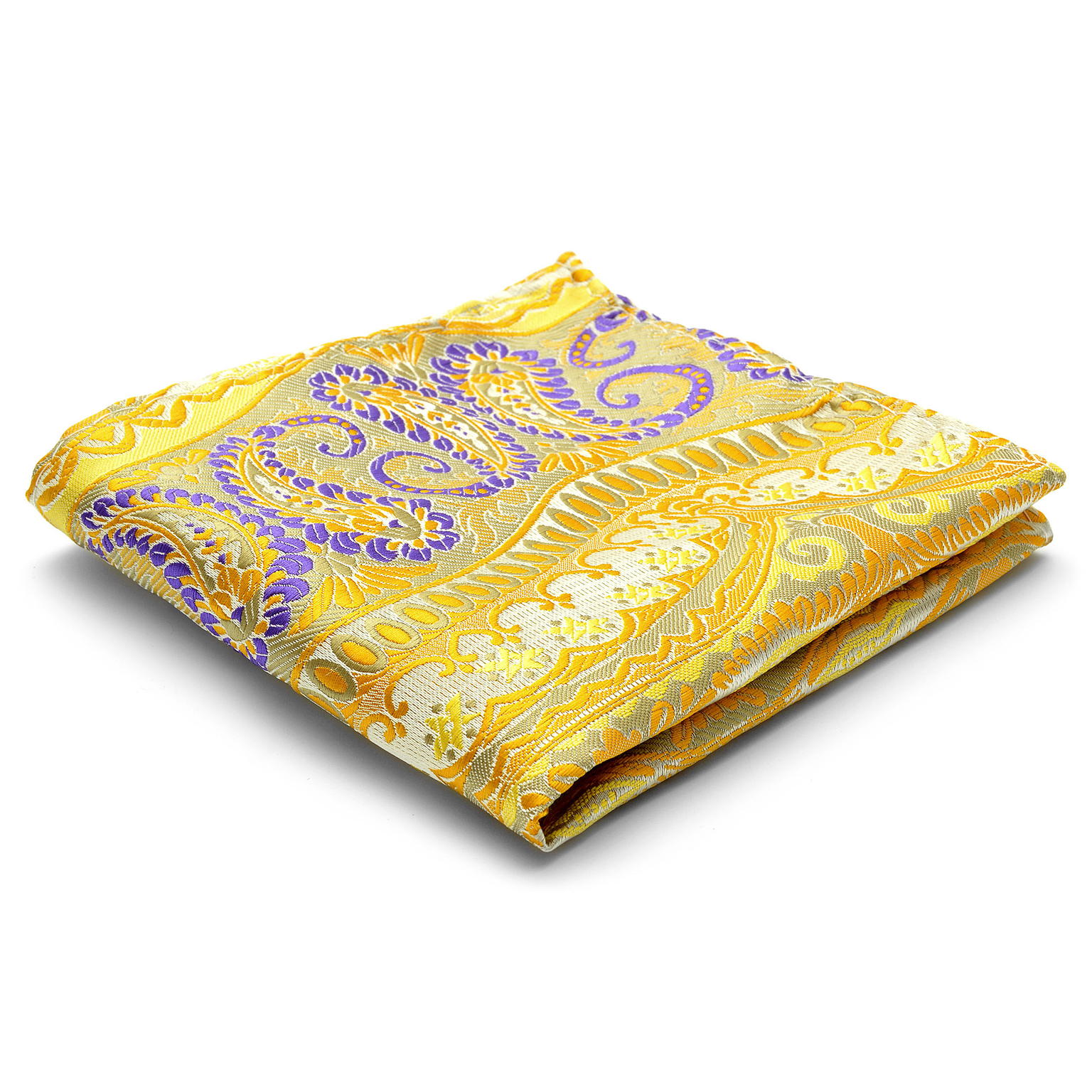 Yellow, Golden & Purple Patterned Silk Pocket Square Yellow, Golden & Purple Patterned Silk Pocket Square