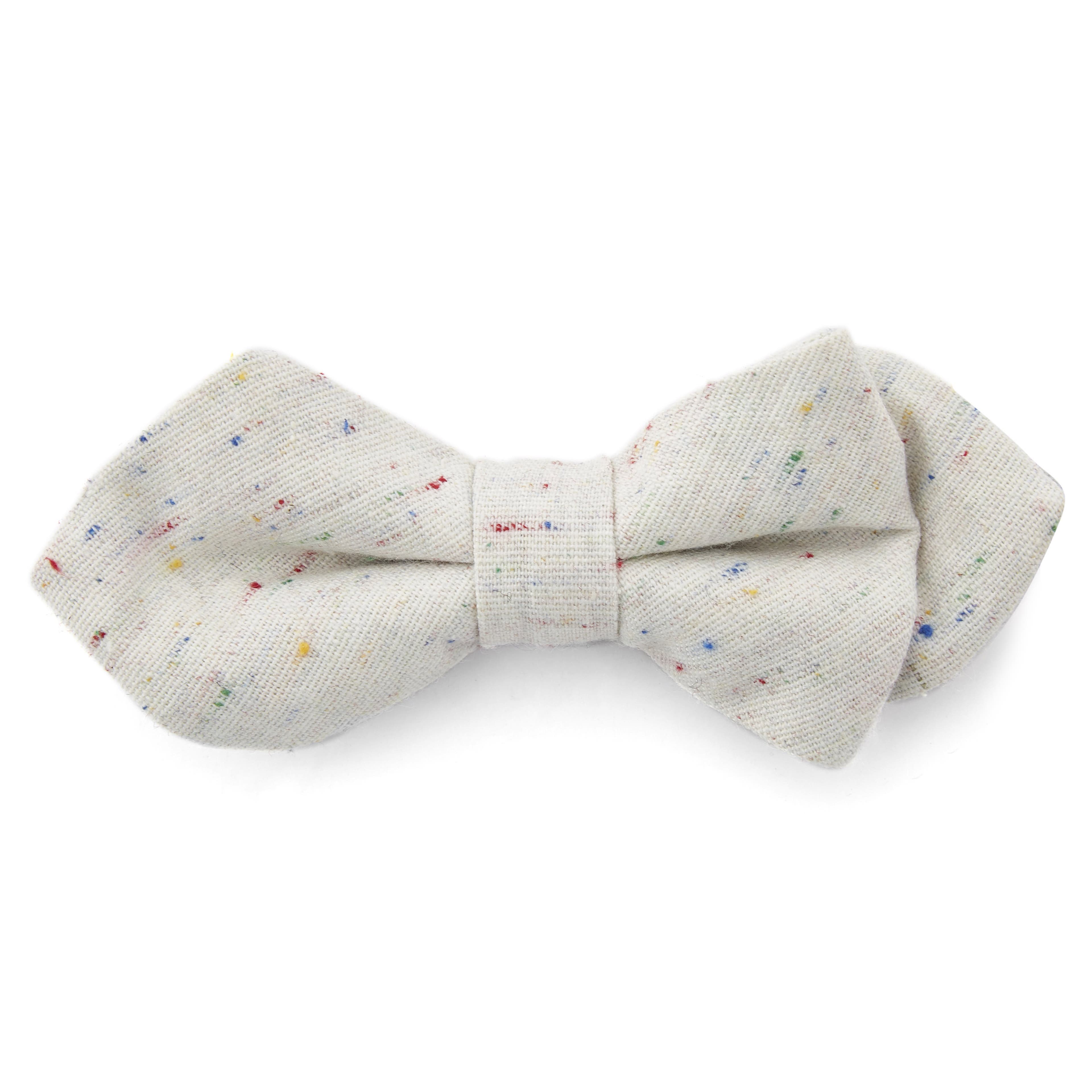 White Linen Pointy Pre-Tied Bow Tie