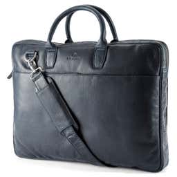 Montreal Slim 17” Executive Navy Blue Leather Bag - 1 - primary thumbnail small_image gallery
