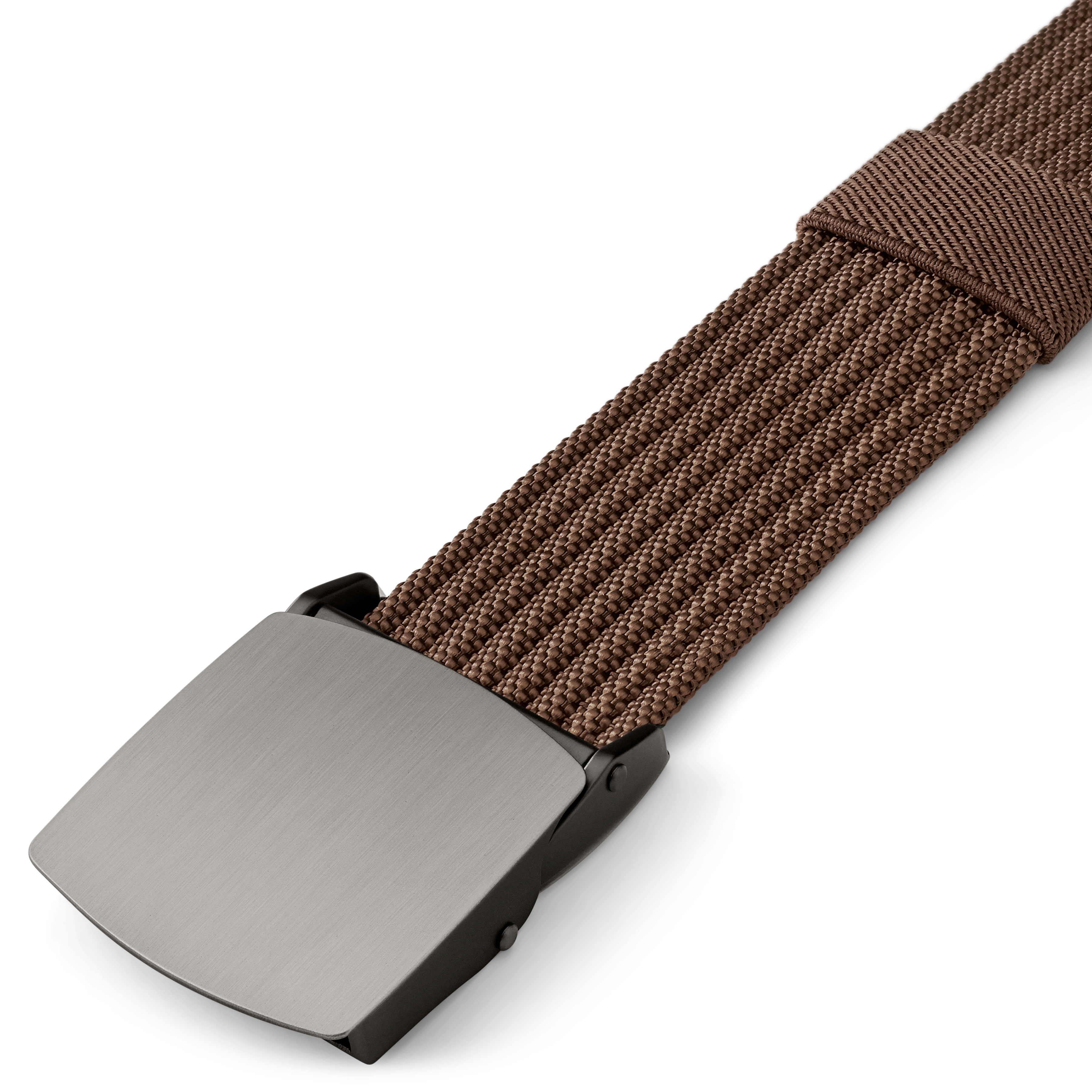 Cintura in tela marrone con chiusura automatica - 4