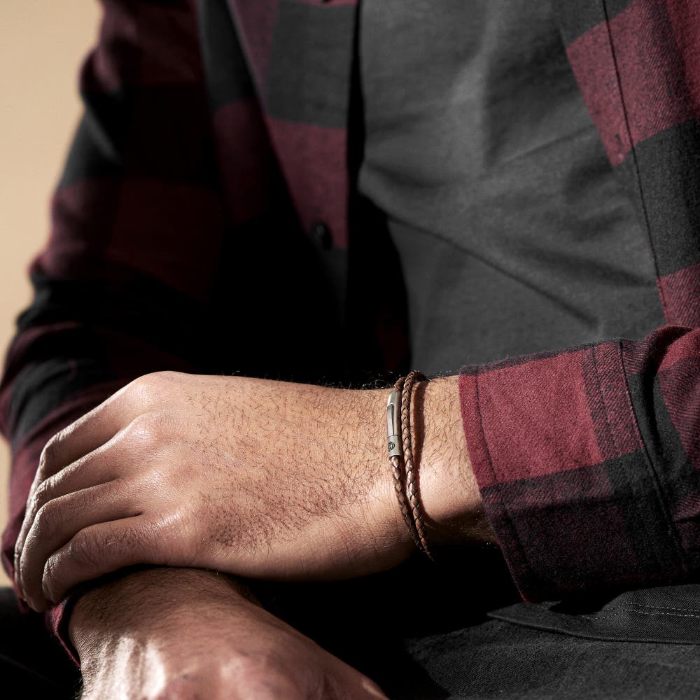hover: Collins | 3mm Rusty Brown Woven Leather Wrap Bracelet hover: Collins | 3mm Rusty Brown Woven Leather Wrap Bracelet