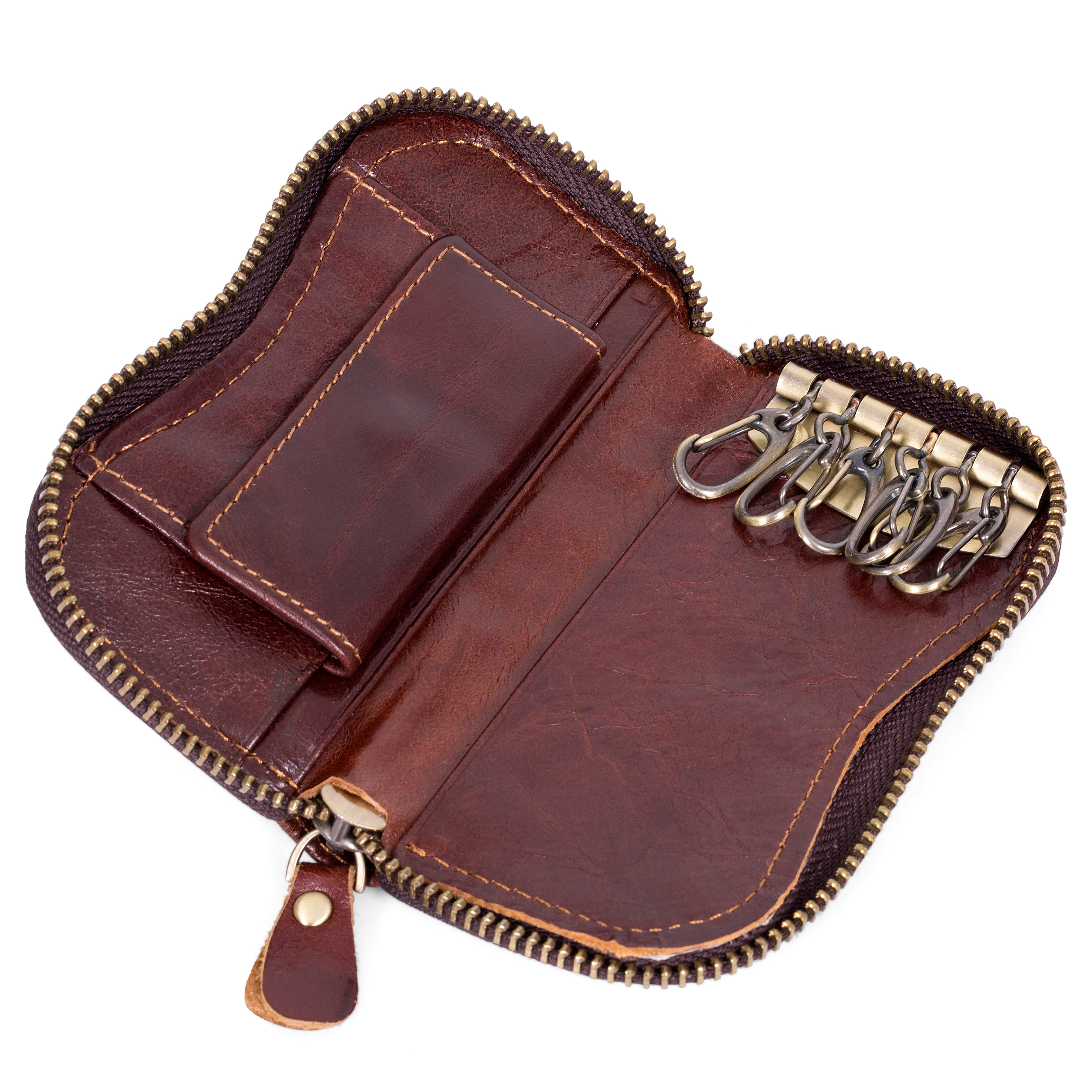 Vintage-brunt Nyckefodral i Läder - 4
