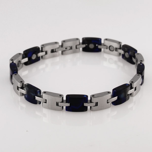 Blåt Sten Stålarmbånd - 1