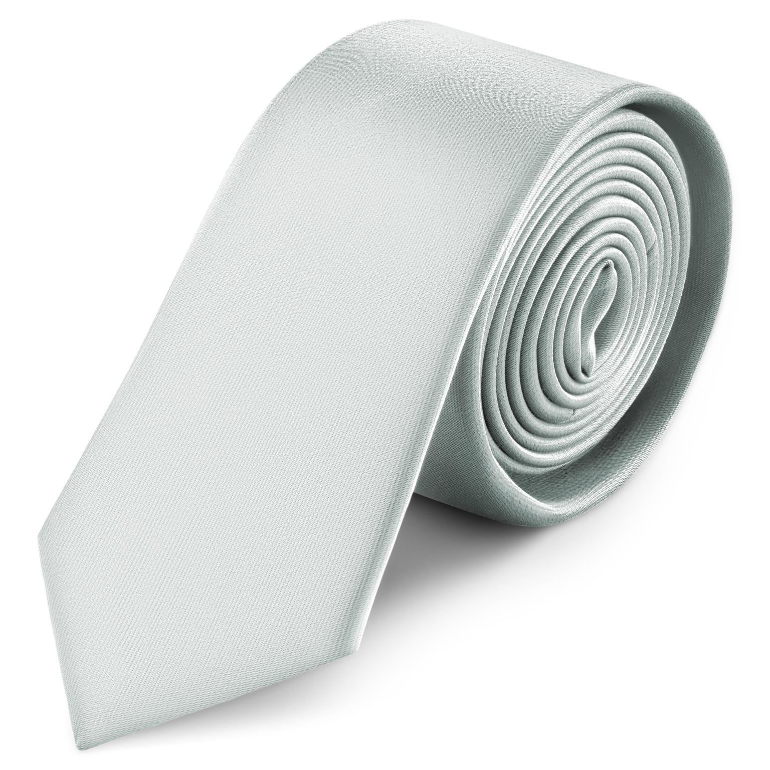 Cravate étroite en satin argenté 6 cm Cravate étroite en satin argenté 6 cm