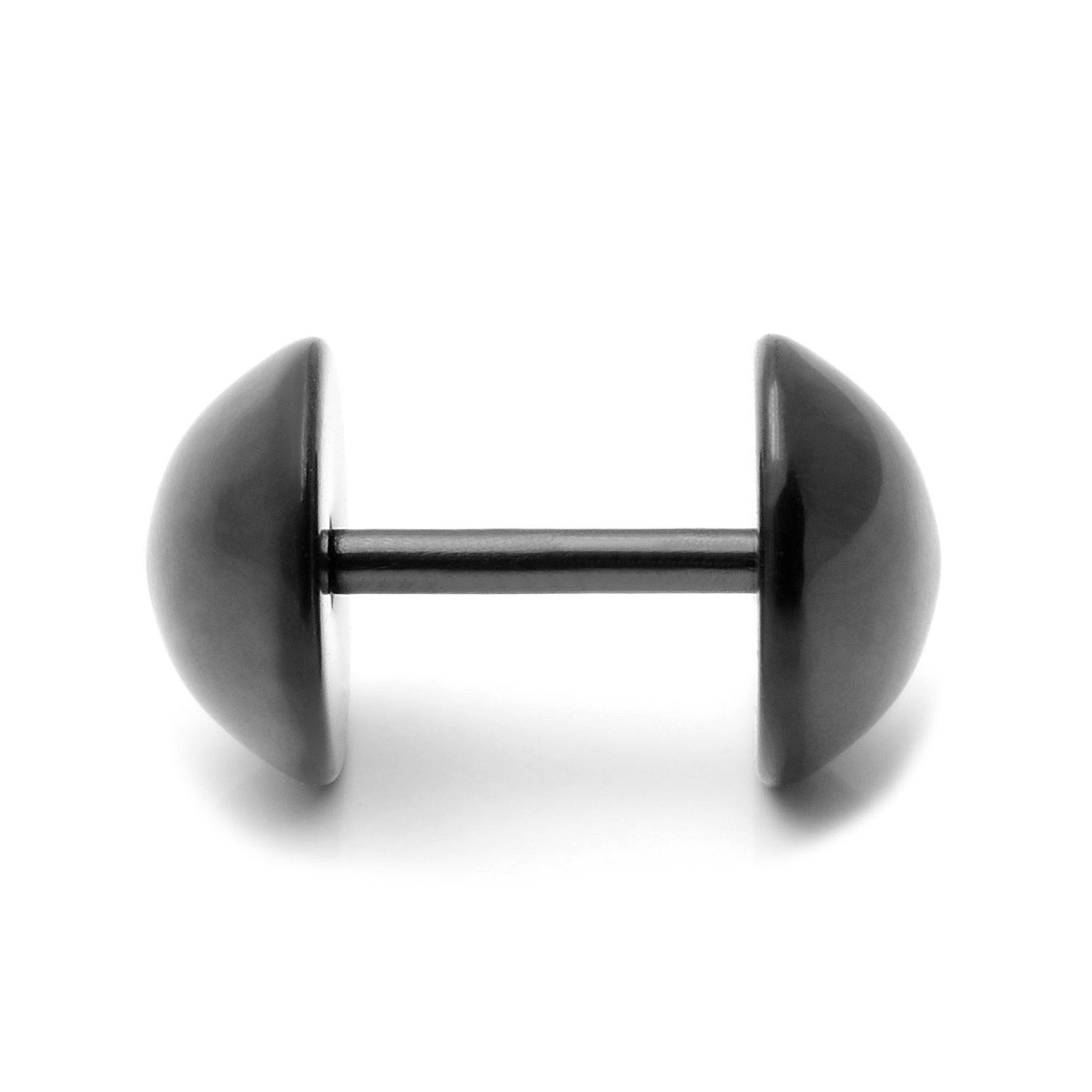 Pendiente negro de botón redondo de 8 mm - 2