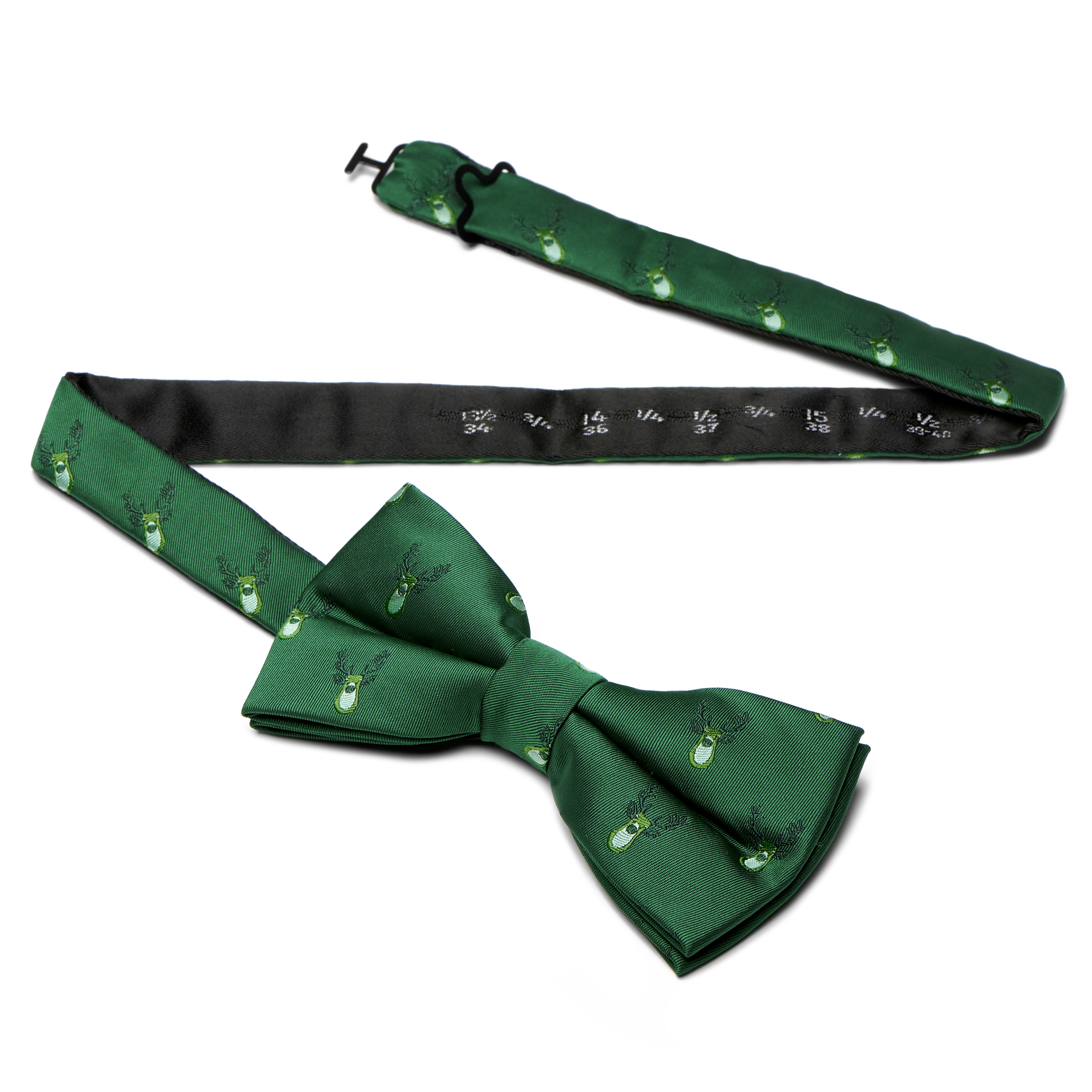 Зелена коледна папийонка с елени - 3