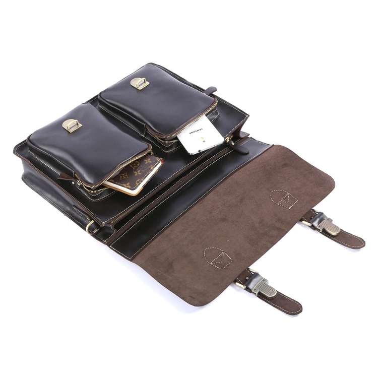 Черна кожена бизнес чанта - 5