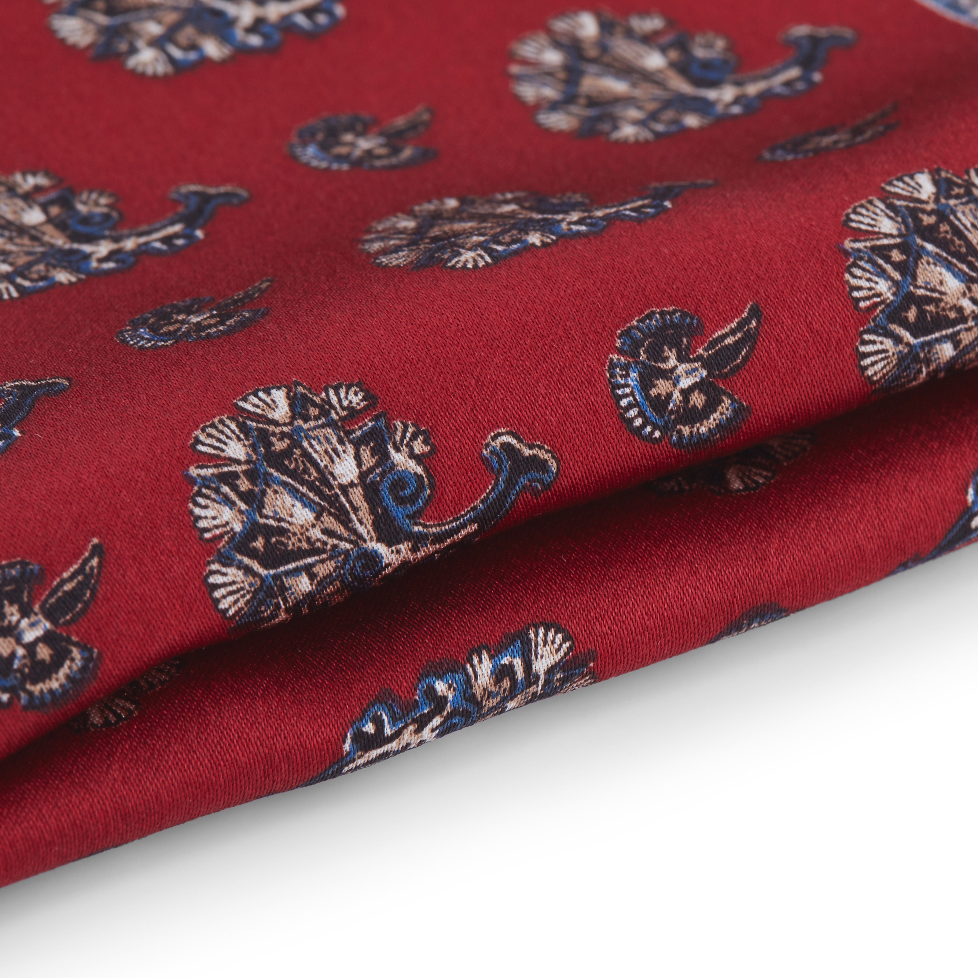 Rotes Gerahmtes Florales Einstecktuch - 2