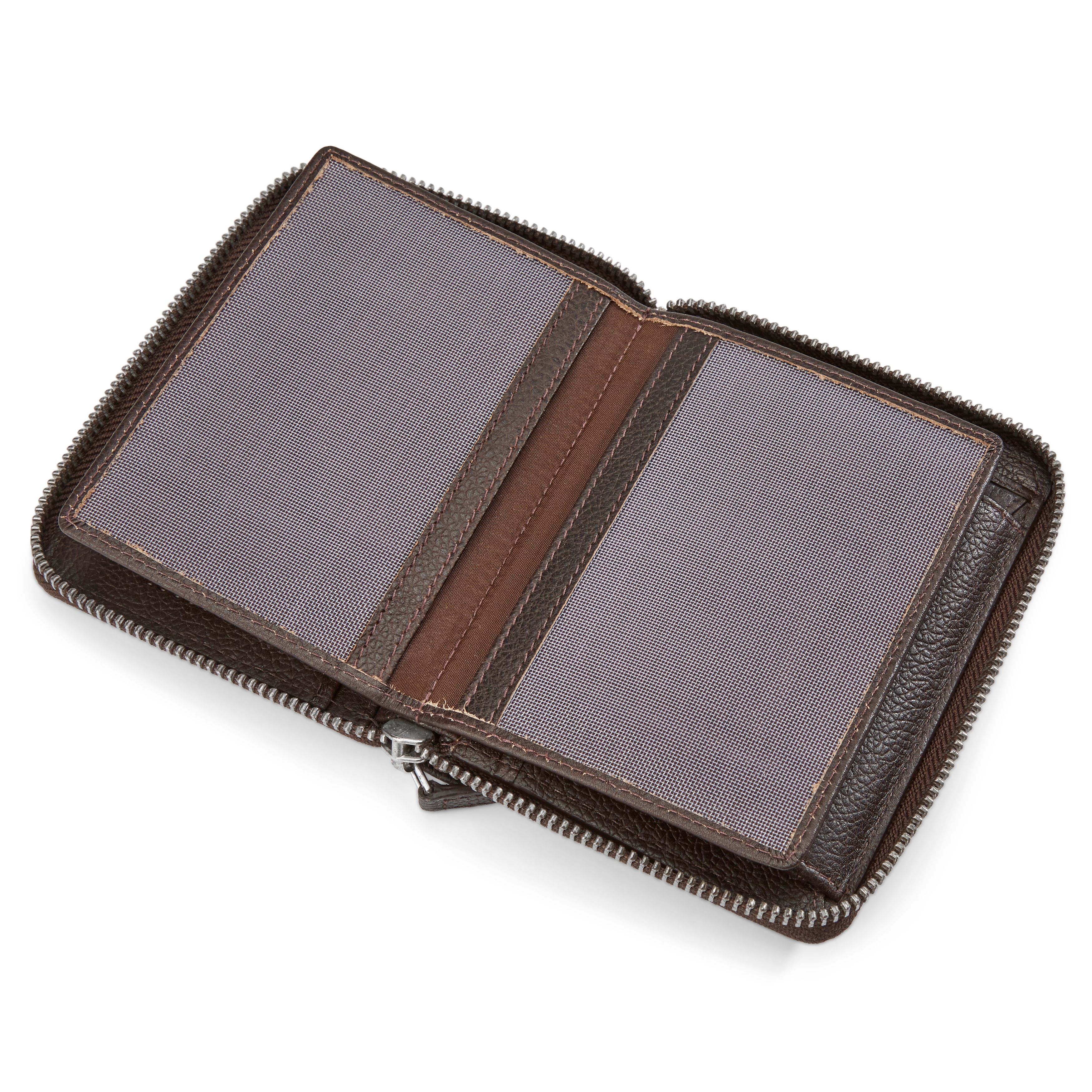 Ciemnobrązowy skórzany portfel blokujący RFID Sky - 5