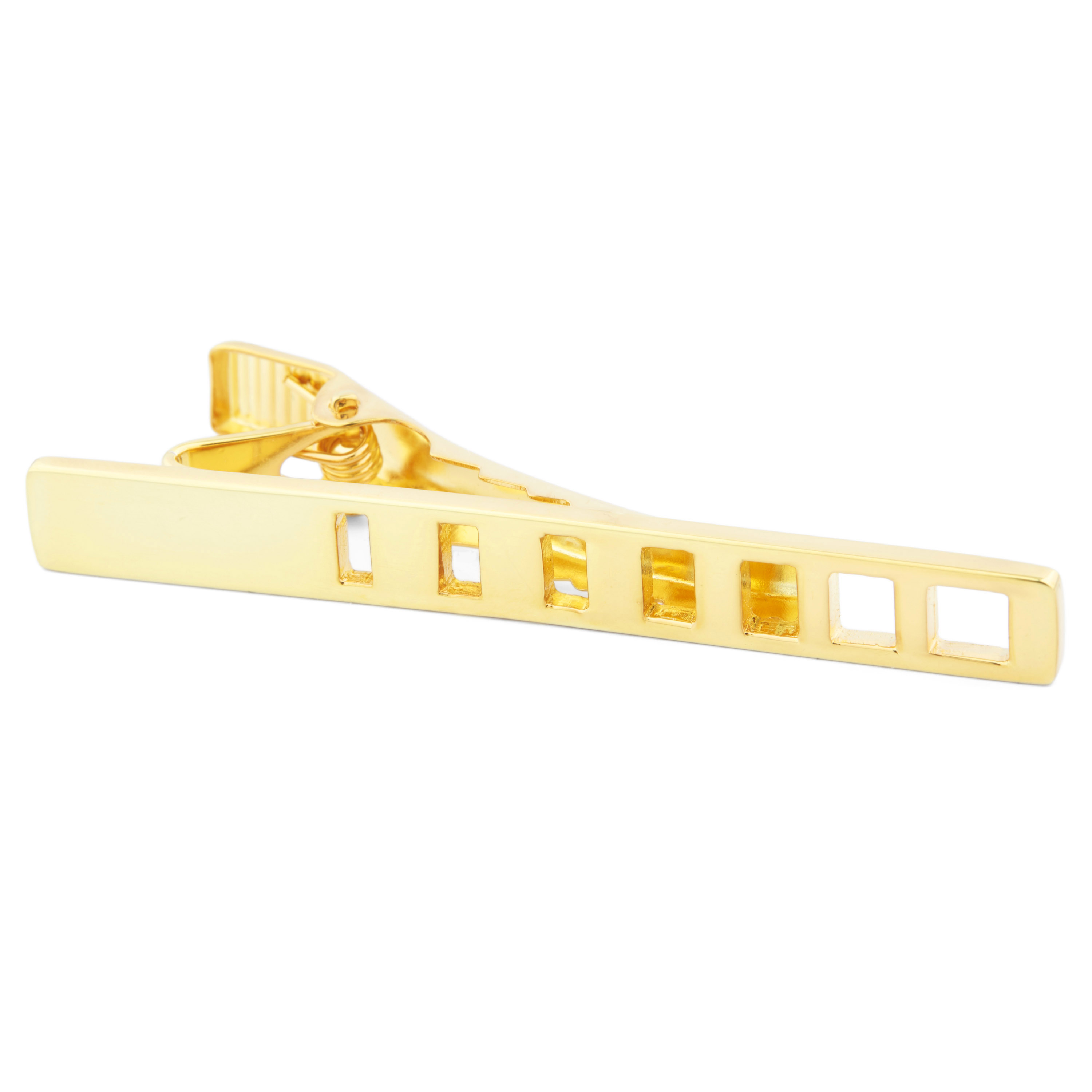 Gold 925s Graduated Notch Tie Clip - 2