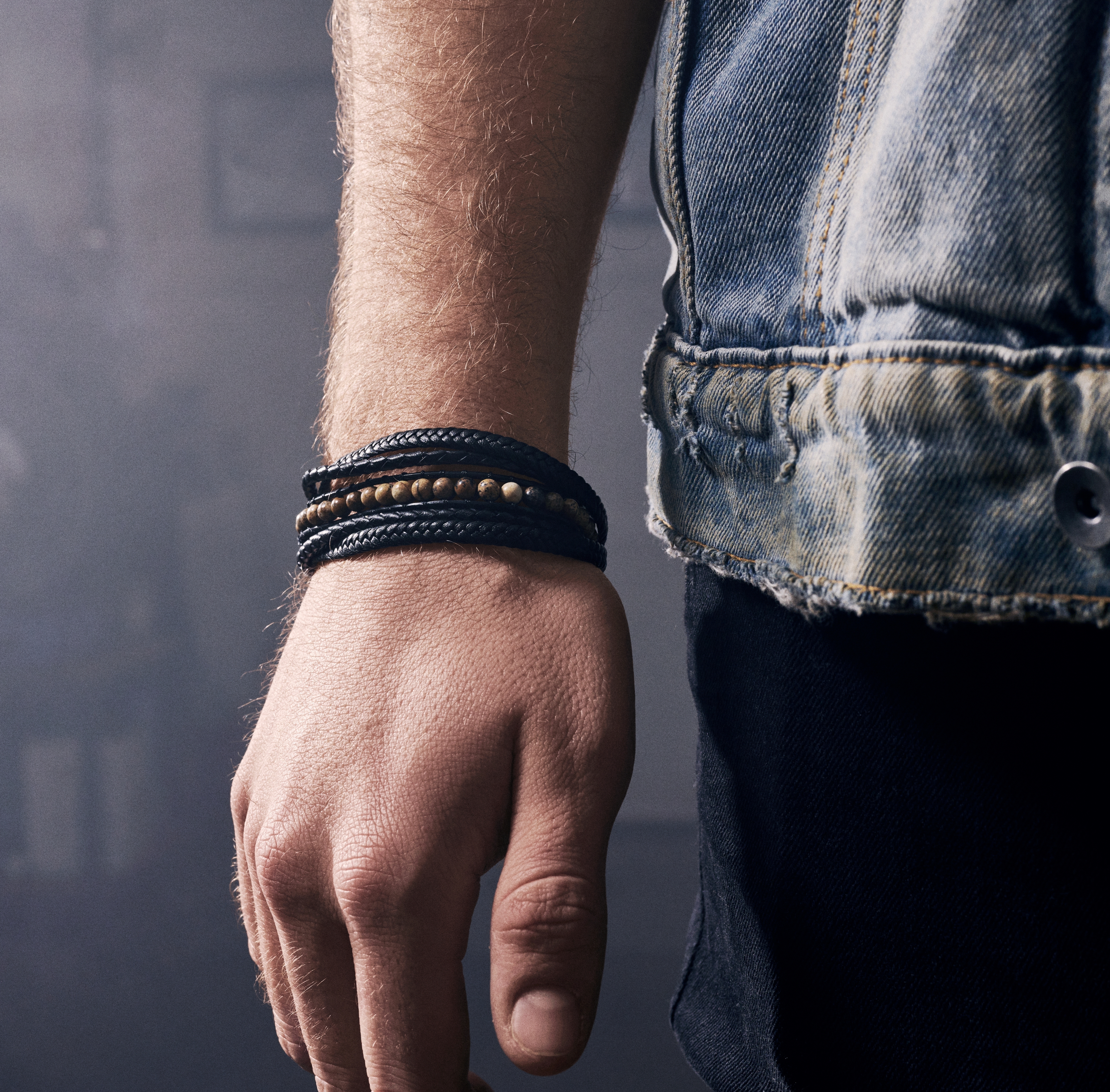 Naxos | Black Braided Leather & Jasper Bead Bracelet - 2