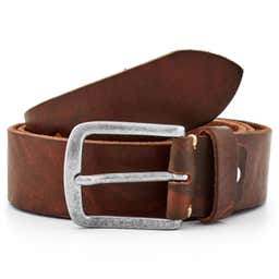 Casual Brown Distressed Leather Belt