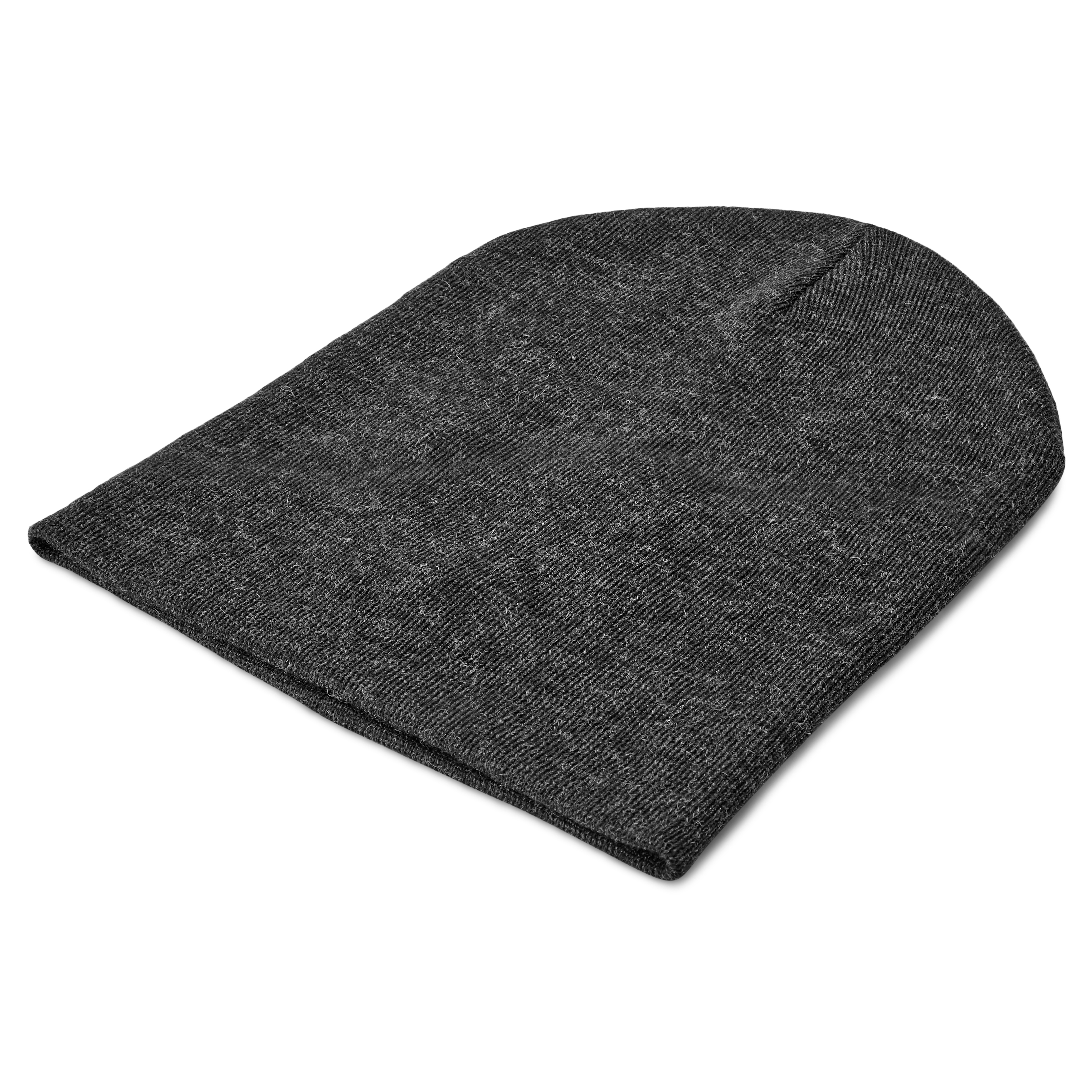 Charcoal Merino Wool Mix Fine Knitted Beanie - 5