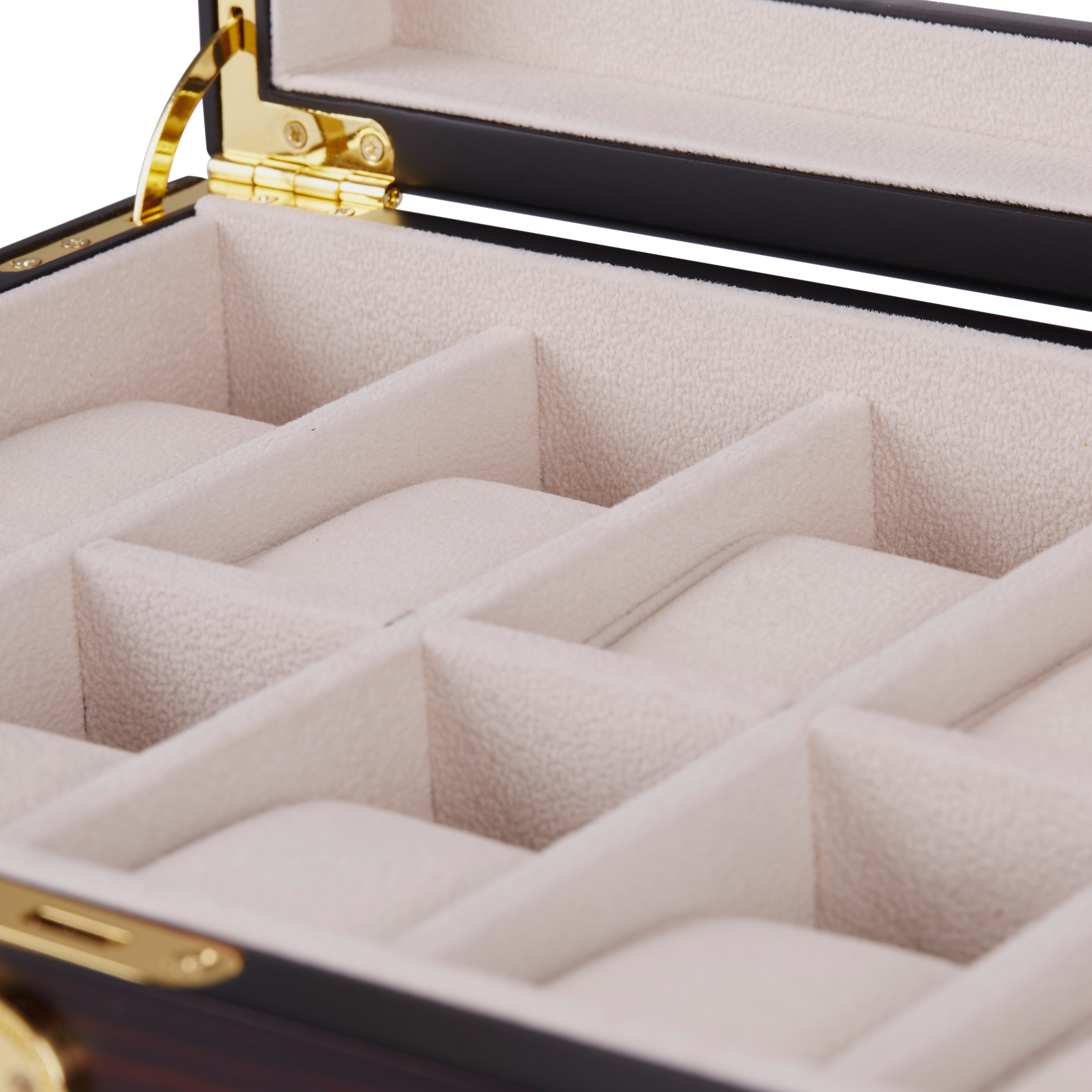 Dviaukštė auksinės spalvos ir juodmedžio laikrodžių dėžutė – 20 laikrodžių - 6