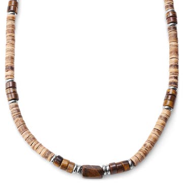 Coconut & Tiger's Eye Surfer Necklace Coconut & Tiger's Eye Surfer Necklace