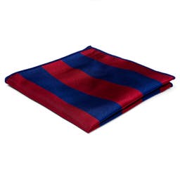 Navy & Red Stripe Silk Pocket Square