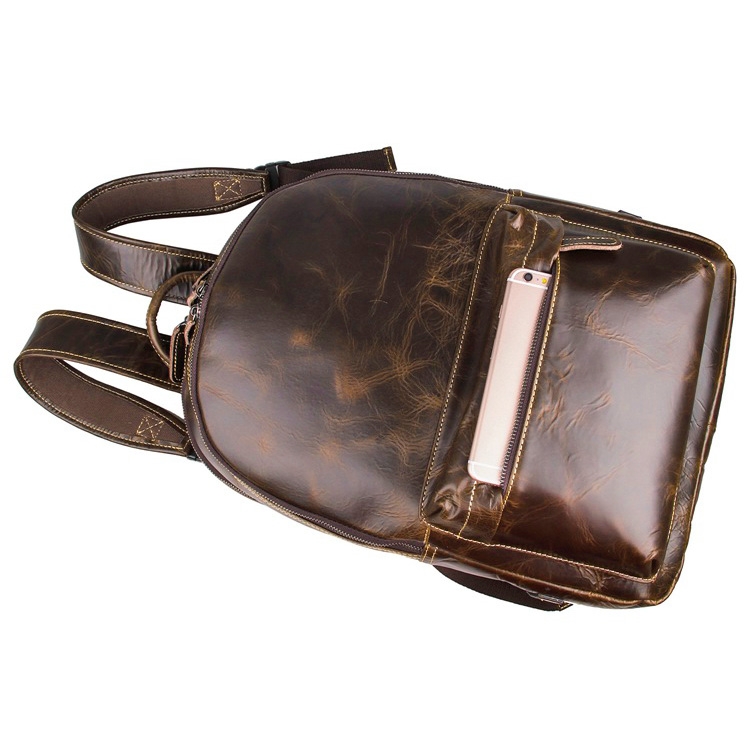 Lichtgewicht Bruine Leren Backpack - 8
