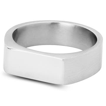 Aras | Silver-tone Stainless Steel Pinky Signet Ring
