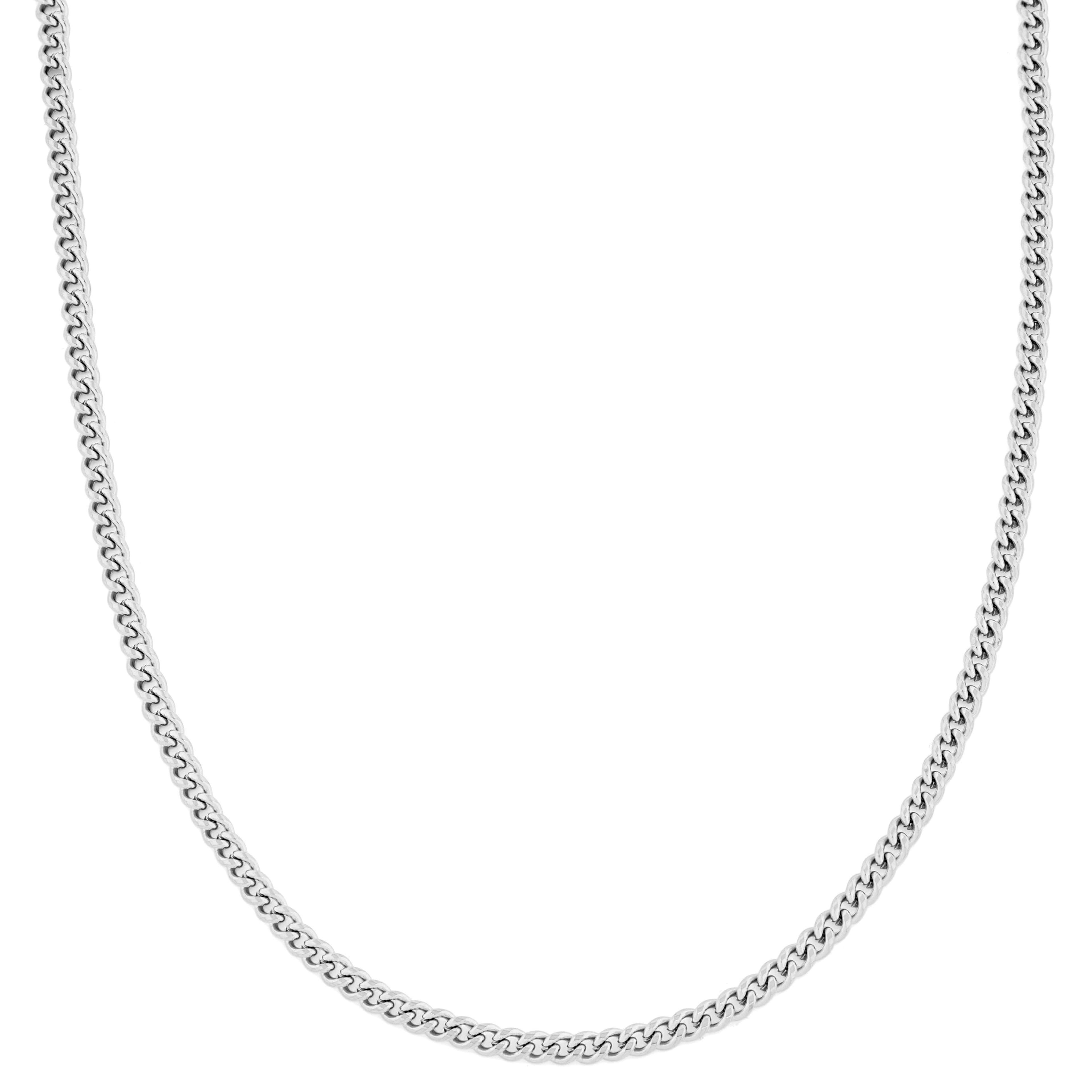 4 mm Silver-Tone Stainless Steel Curb Chain Necklace