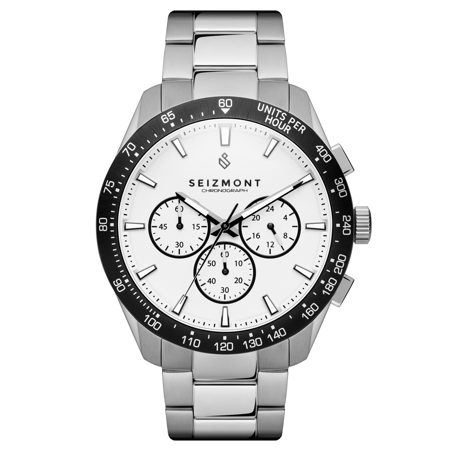 Lounet | Chronographenuhr aus weißem und silberfarbenem Edelstahl Lounet | Chronographenuhr aus weißem und silberfarbenem Edelstahl