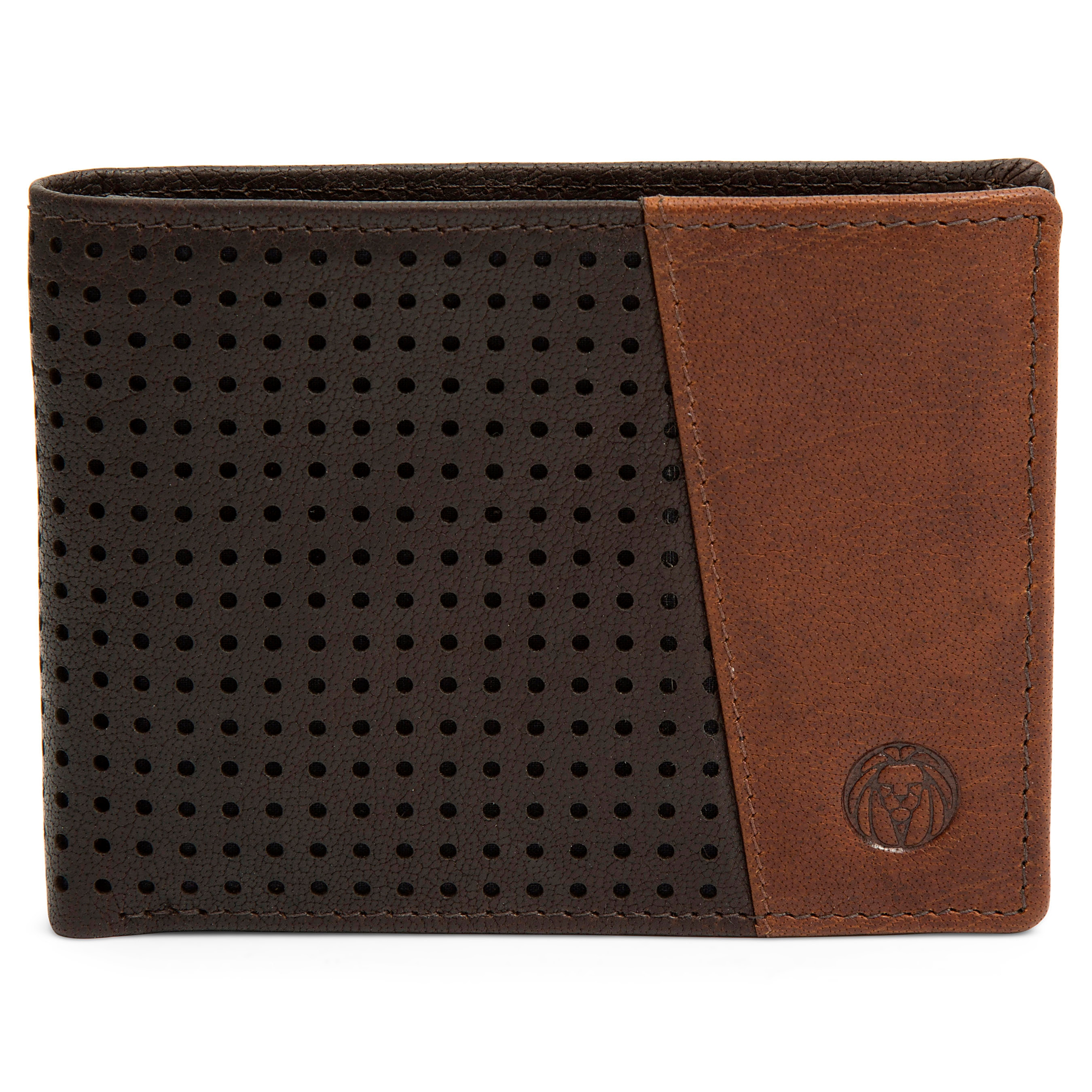 Perforated Brown & Tan Montreal Leather RFID Wallet - 3