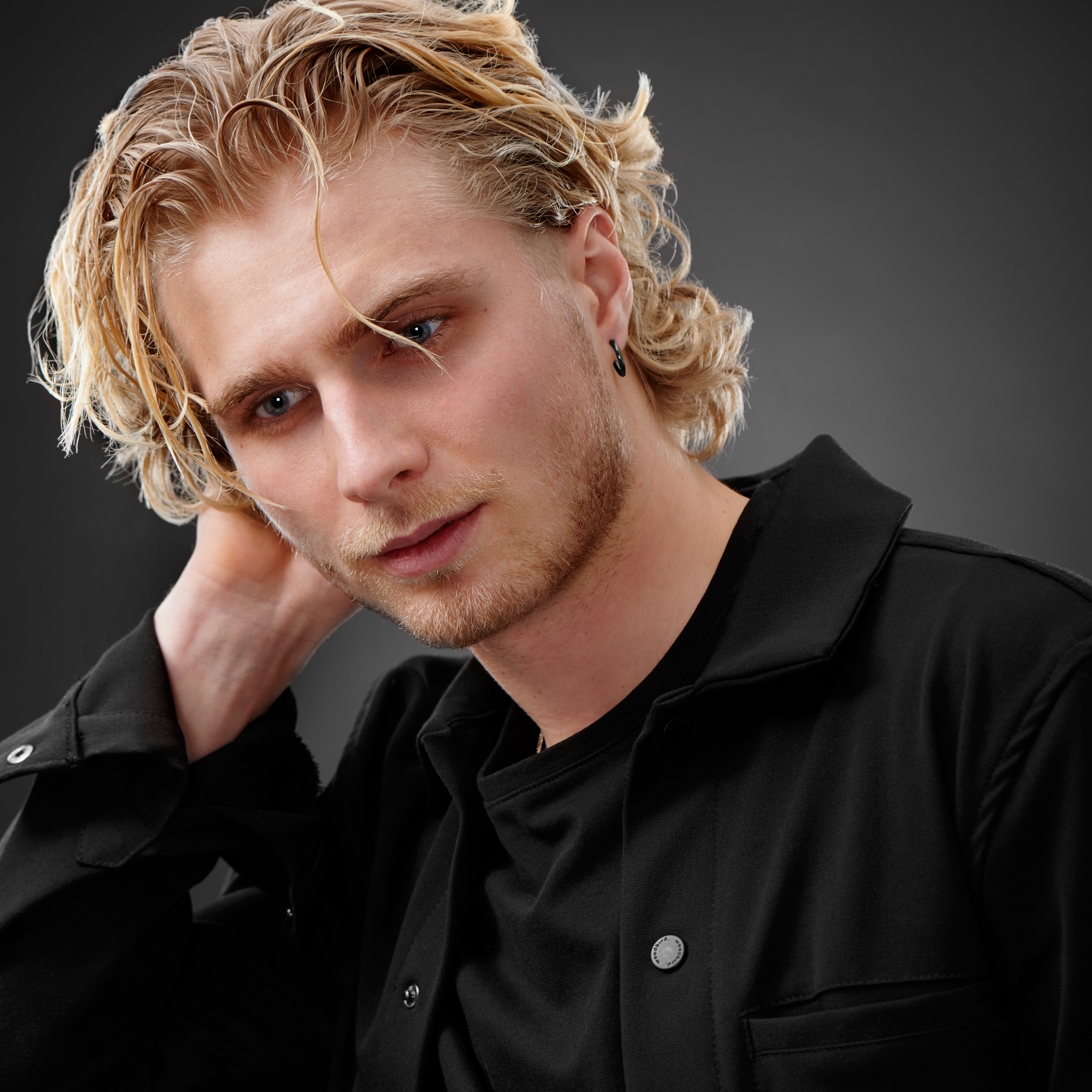 Black Steel Hoop Earring - 5