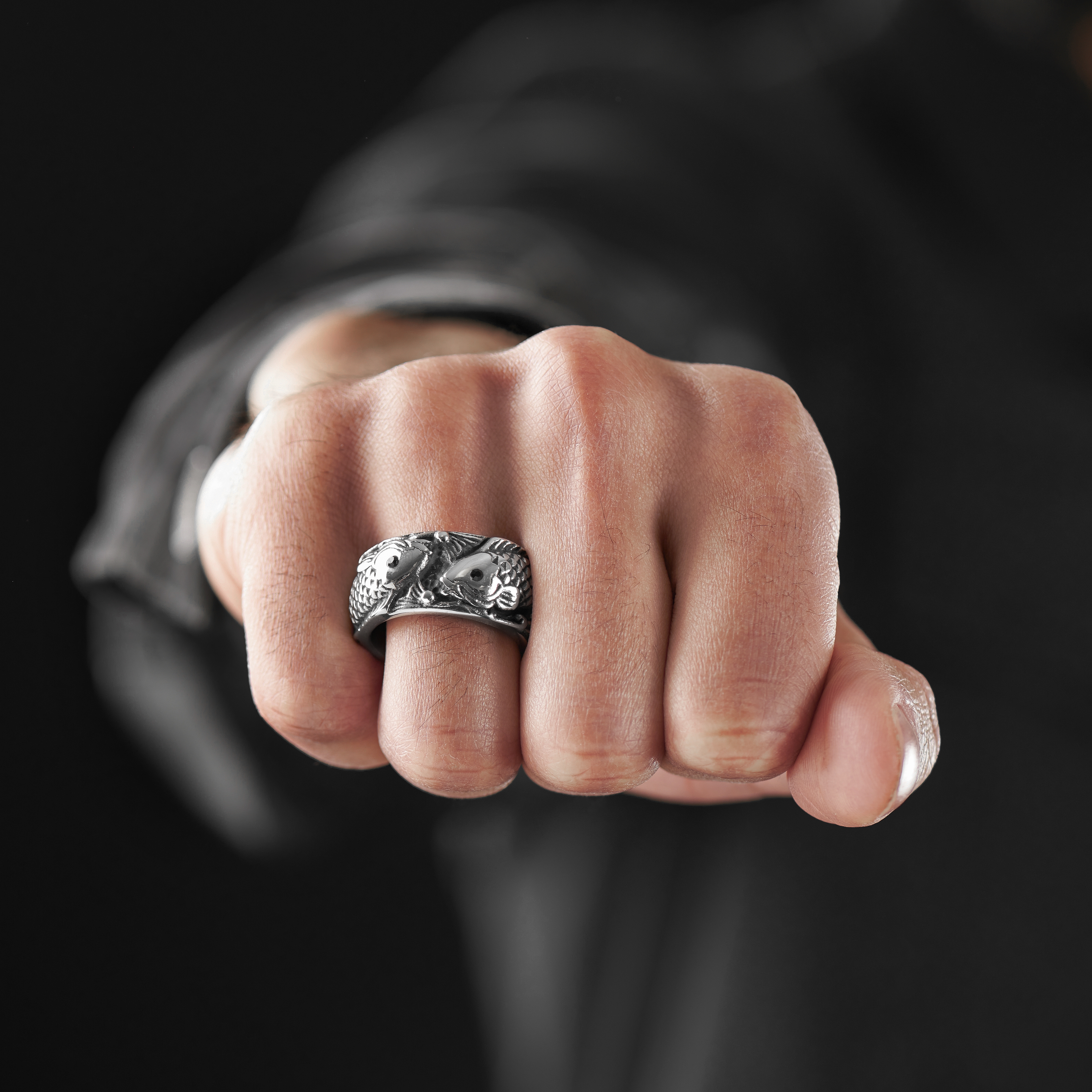 Stainless Steel Pisces Ring - 5