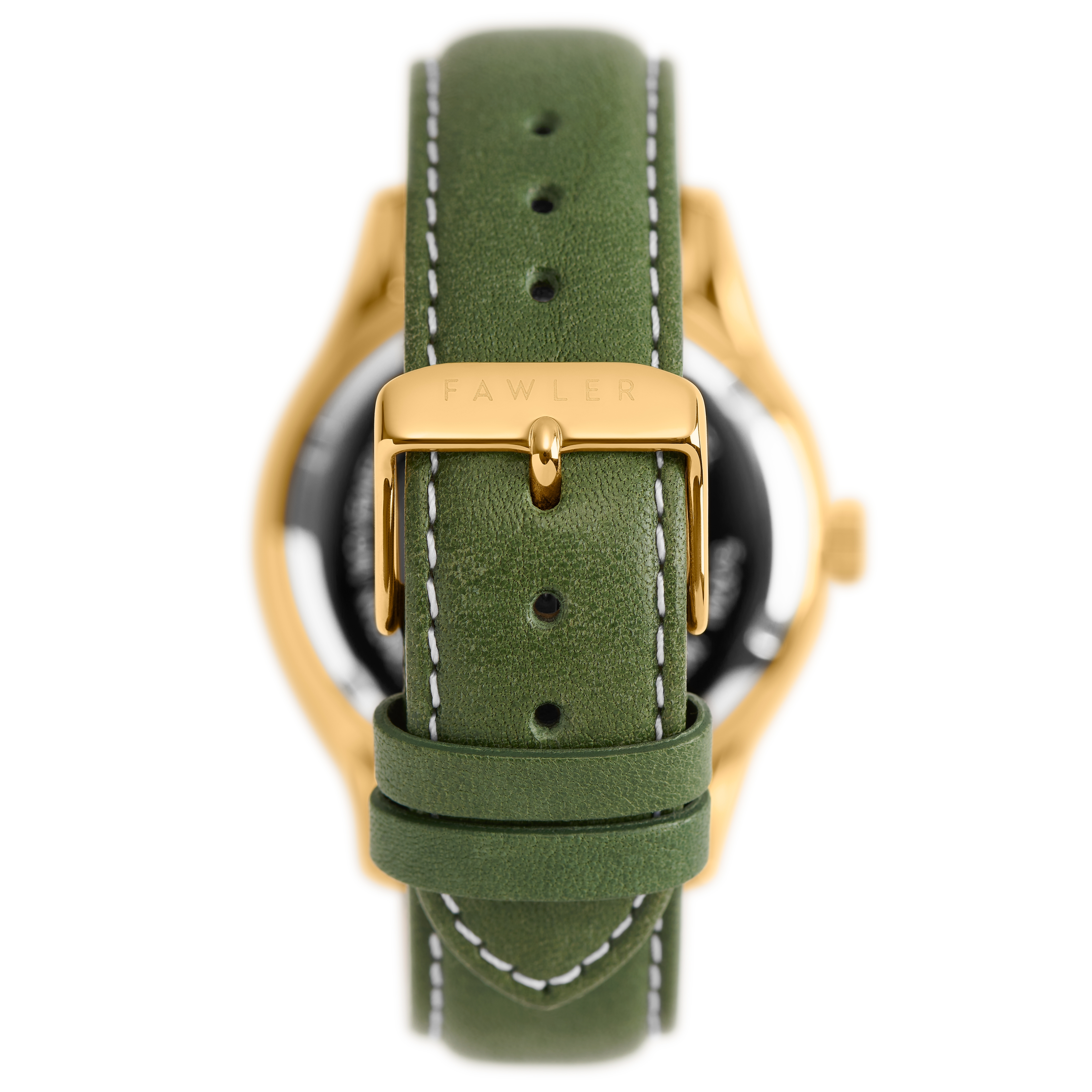 Orrin  | Gold-Tone Moonphase Watch With Gold-Tone Dial & Forest Green Leather Strap - 4