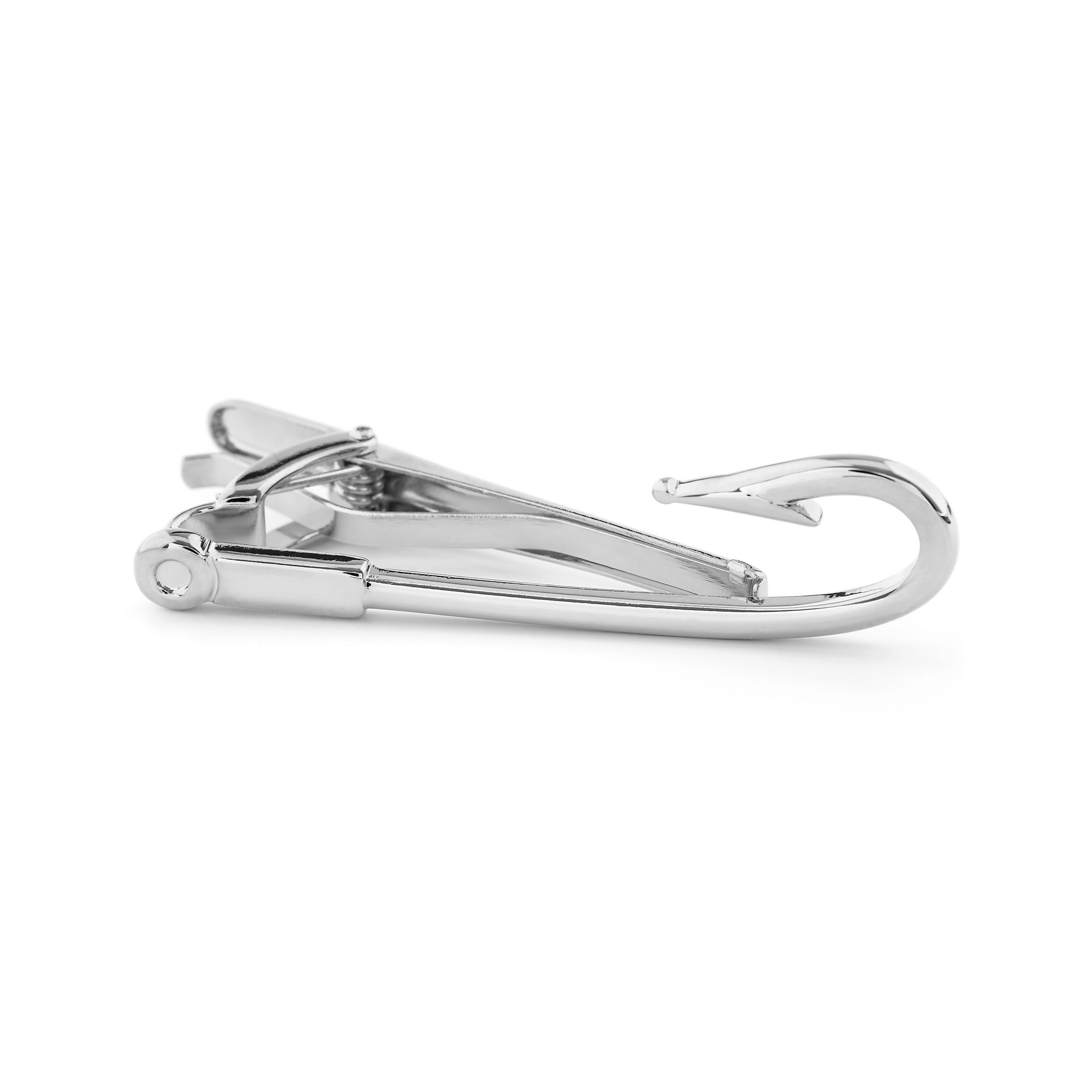 Short Silver-Tone Sailor’s Hook Tie Clip - 2