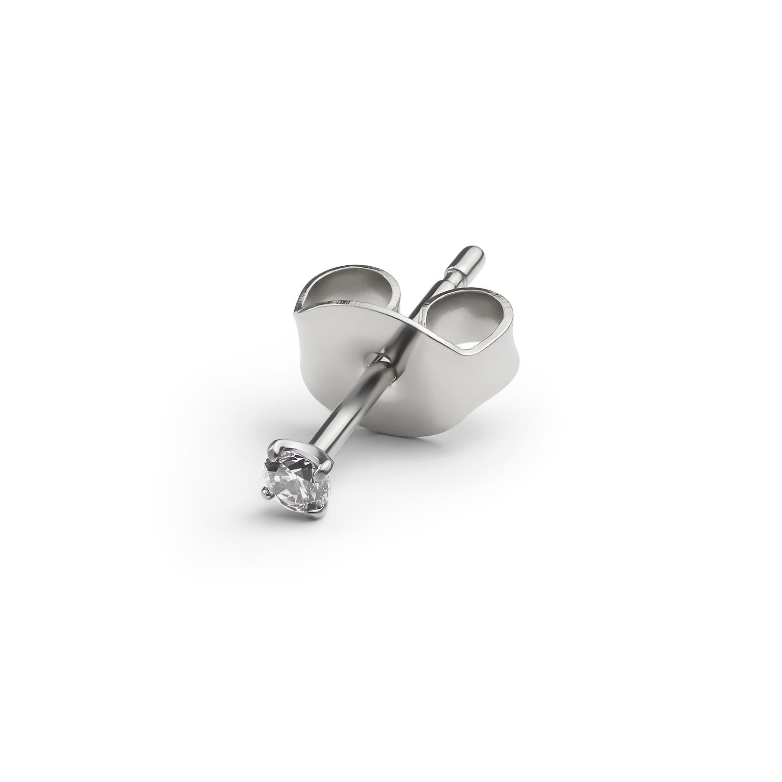Aura | Clou d'oreille en titane avec zircone blanche - 2 mm Aura | Clou d'oreille en titane avec zircone blanche - 2 mm
