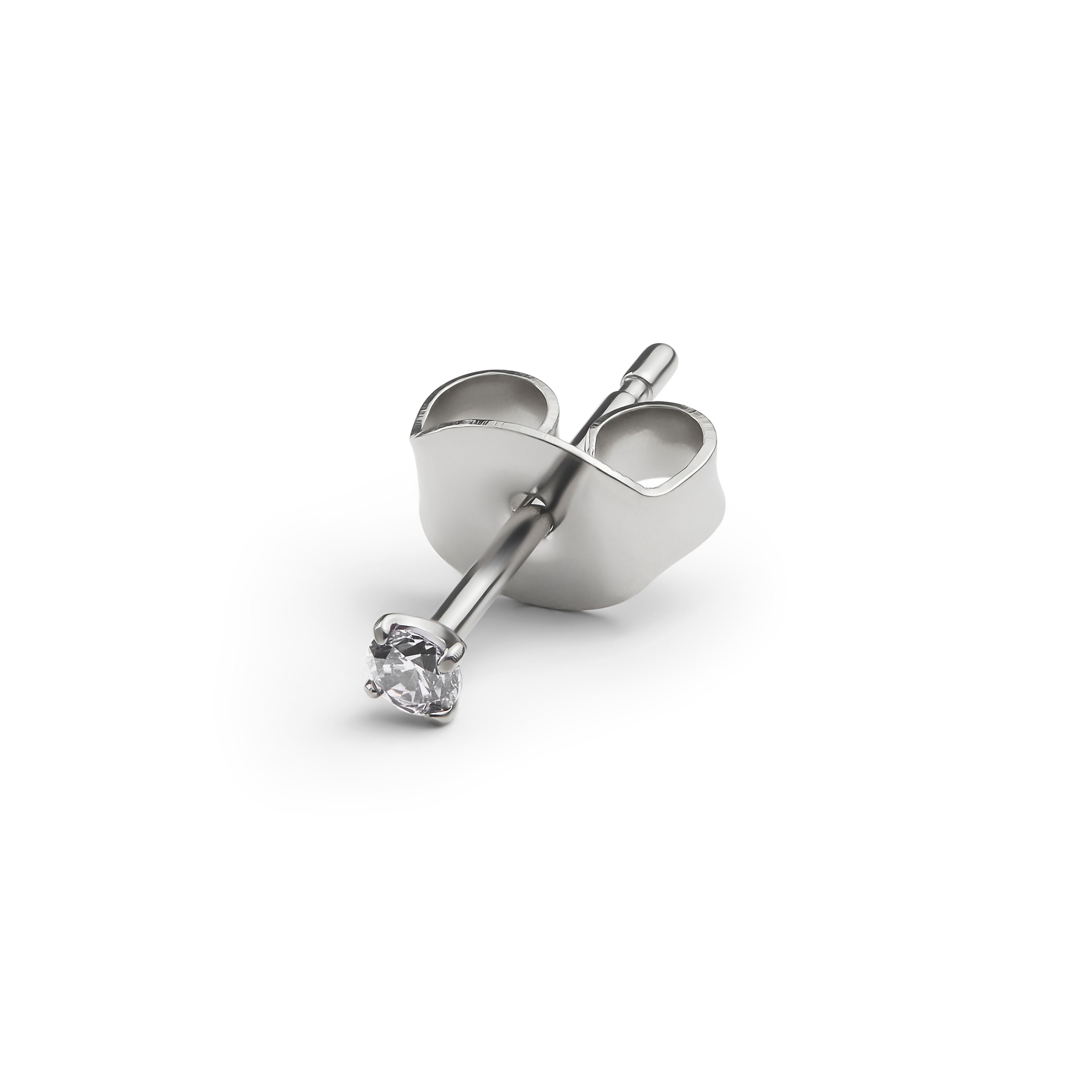 Aura | 2 mm pendiente de botón de titanio con circonita blanca Aura | 2 mm pendiente de botón de titanio con circonita blanca