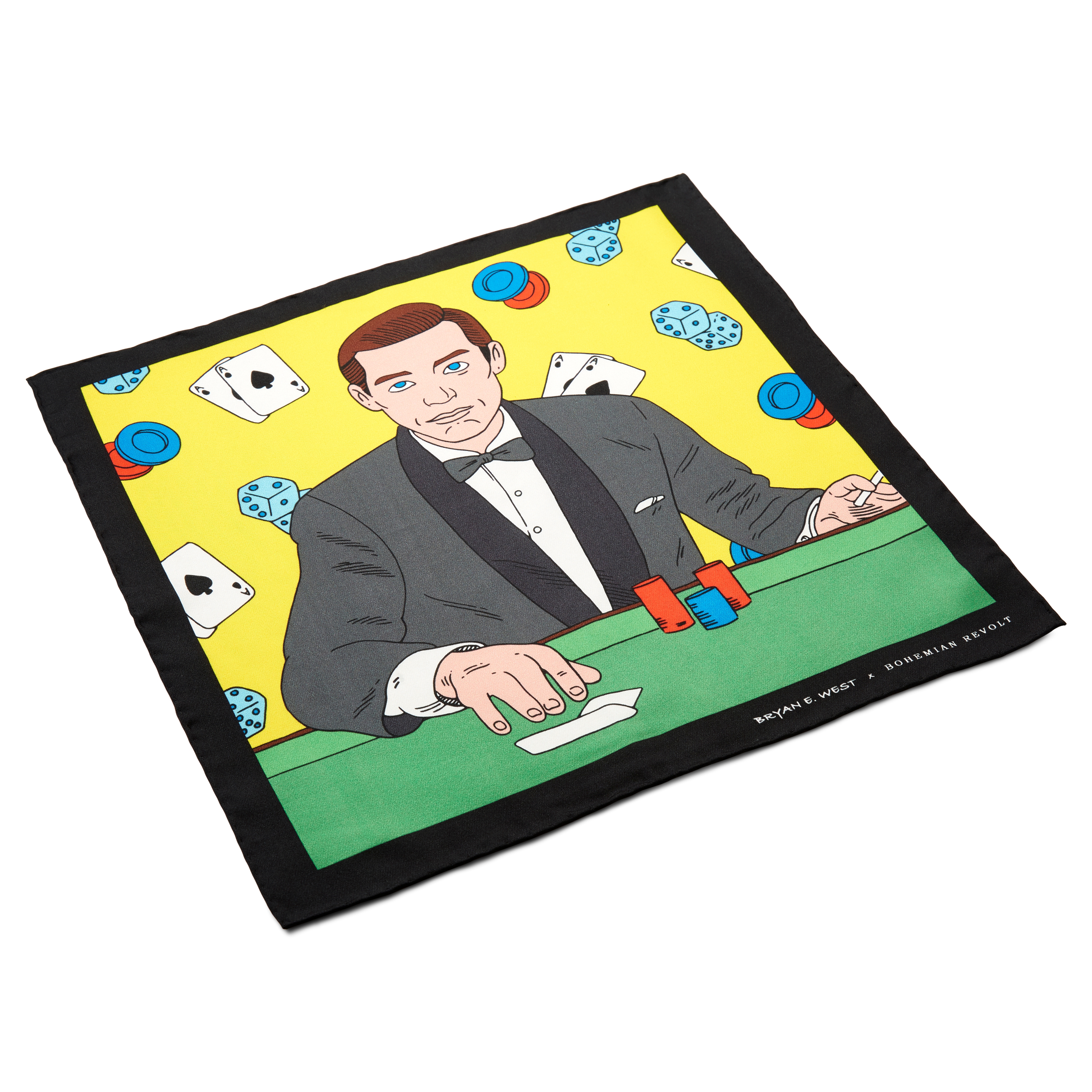 New Age | Black, Green & Yellow Bryan E West Design Silk Pocket Square - 2