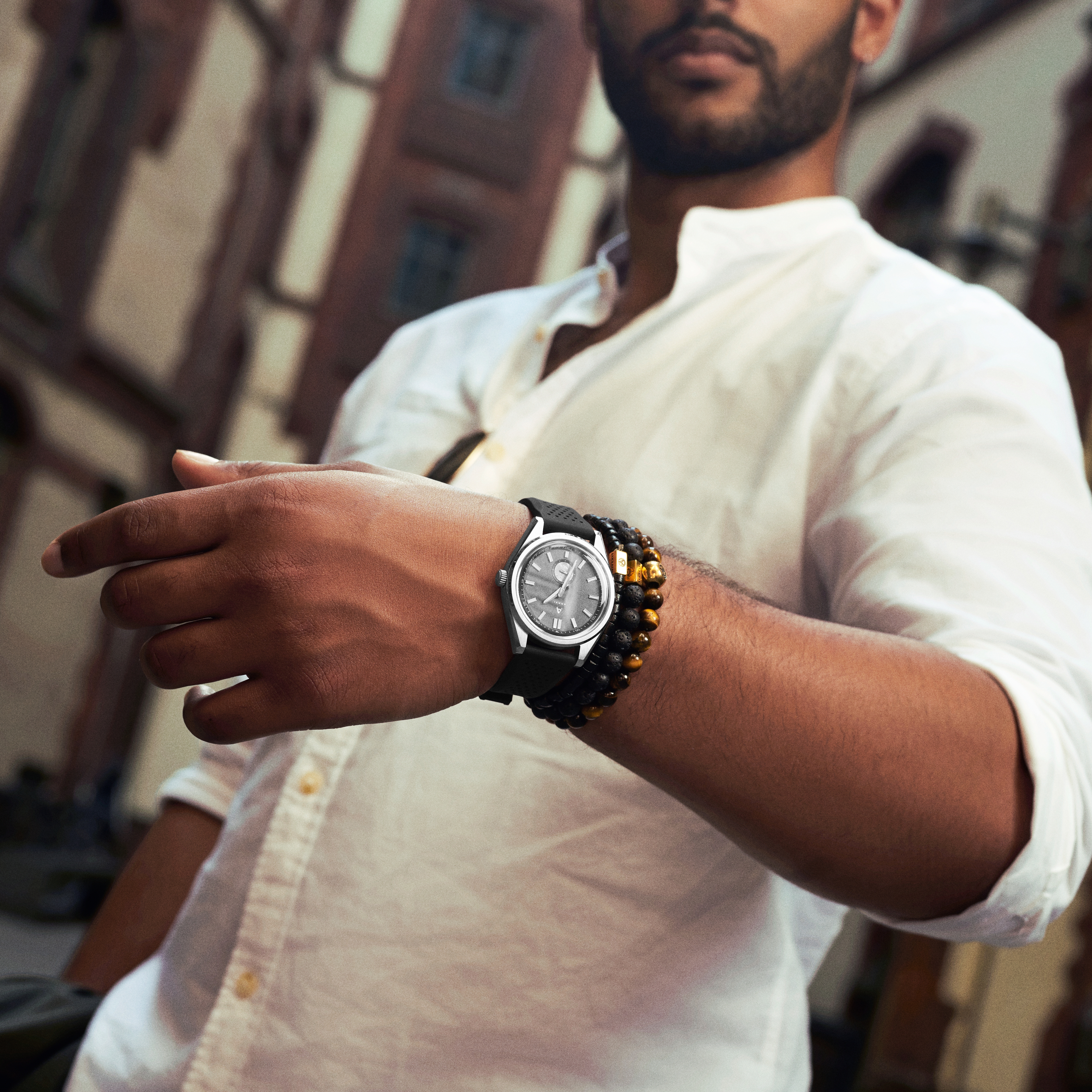 Mond | Silver-tone Stainless Steel and Grey Meteorite Watch - 8