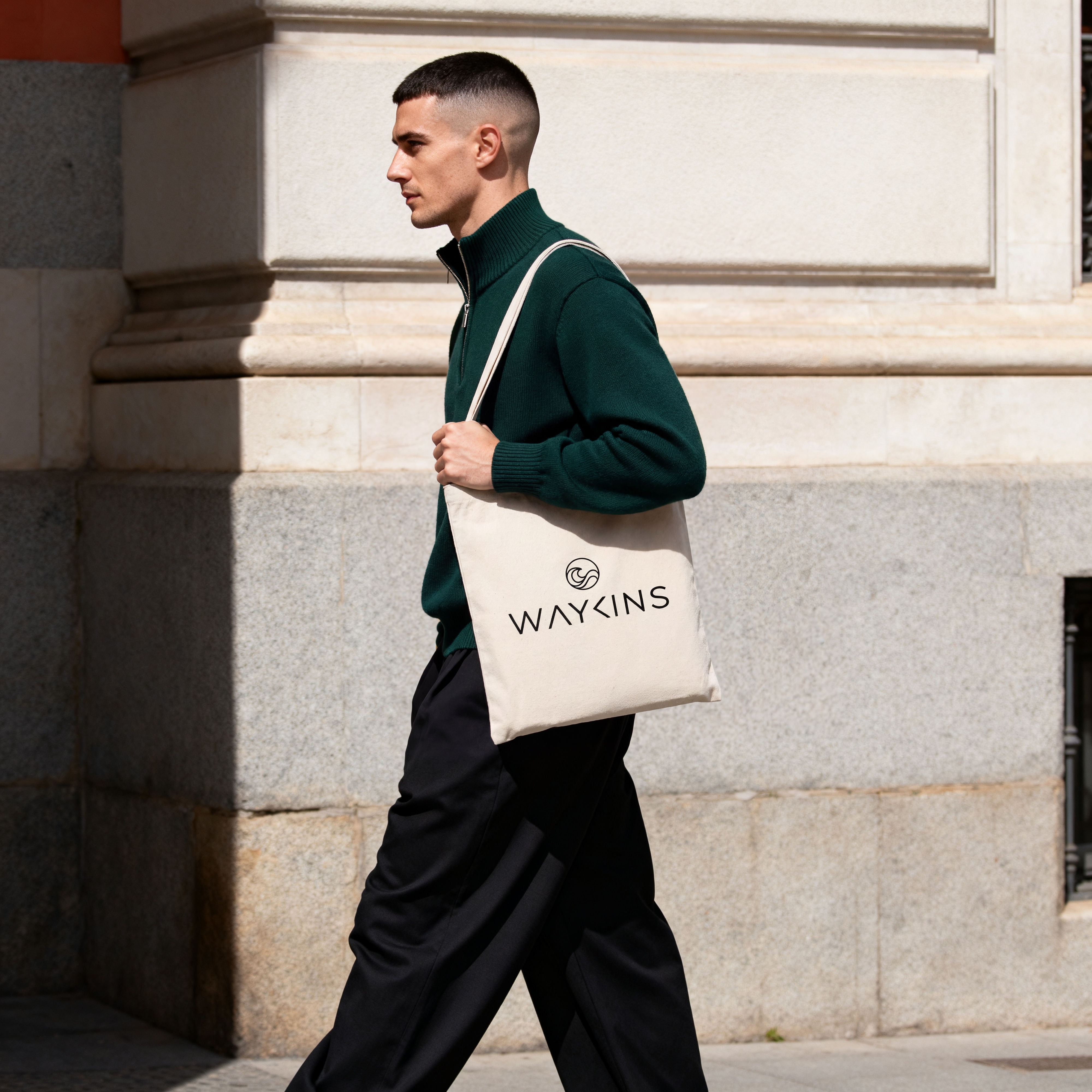Waykins - petit tote bag blanc en coton - 4