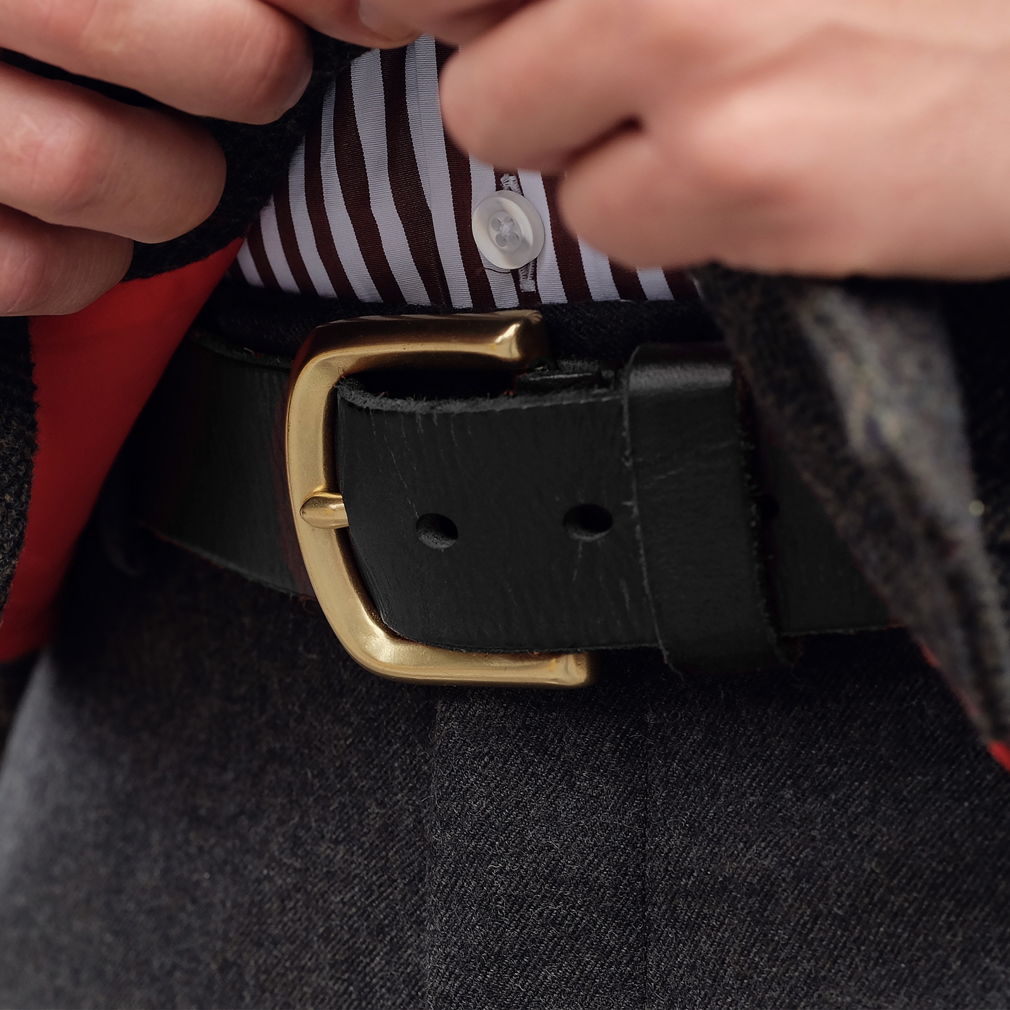 Naturlig Svart Skinnbelte - 4