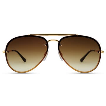 Occasus | Złocisto-brązowe gradientowe okulary przeciwsłoneczne aviator