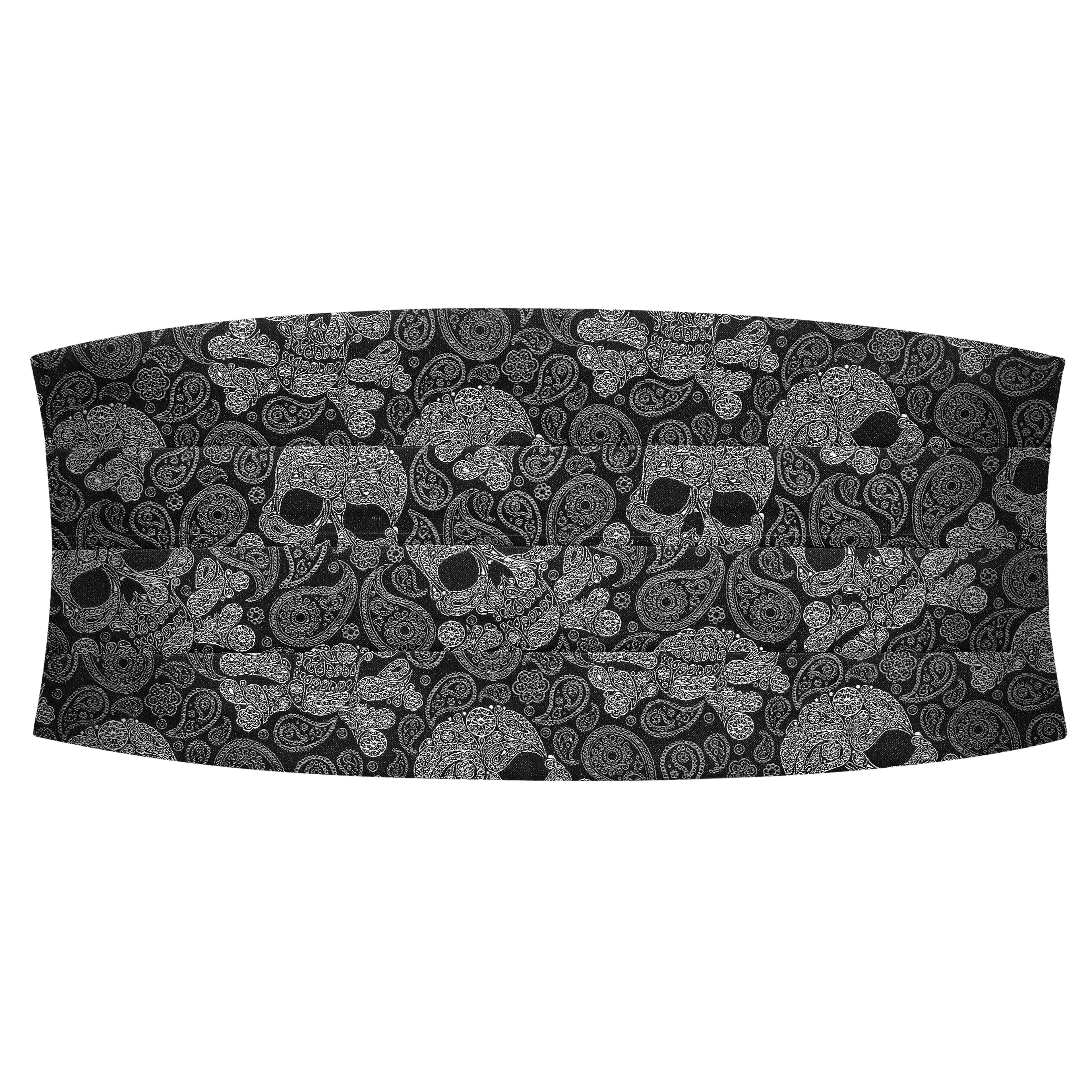 Black & Gray Skull Paisley Pattern Silk Cummerbund Black & Gray Skull Paisley Pattern Silk Cummerbund