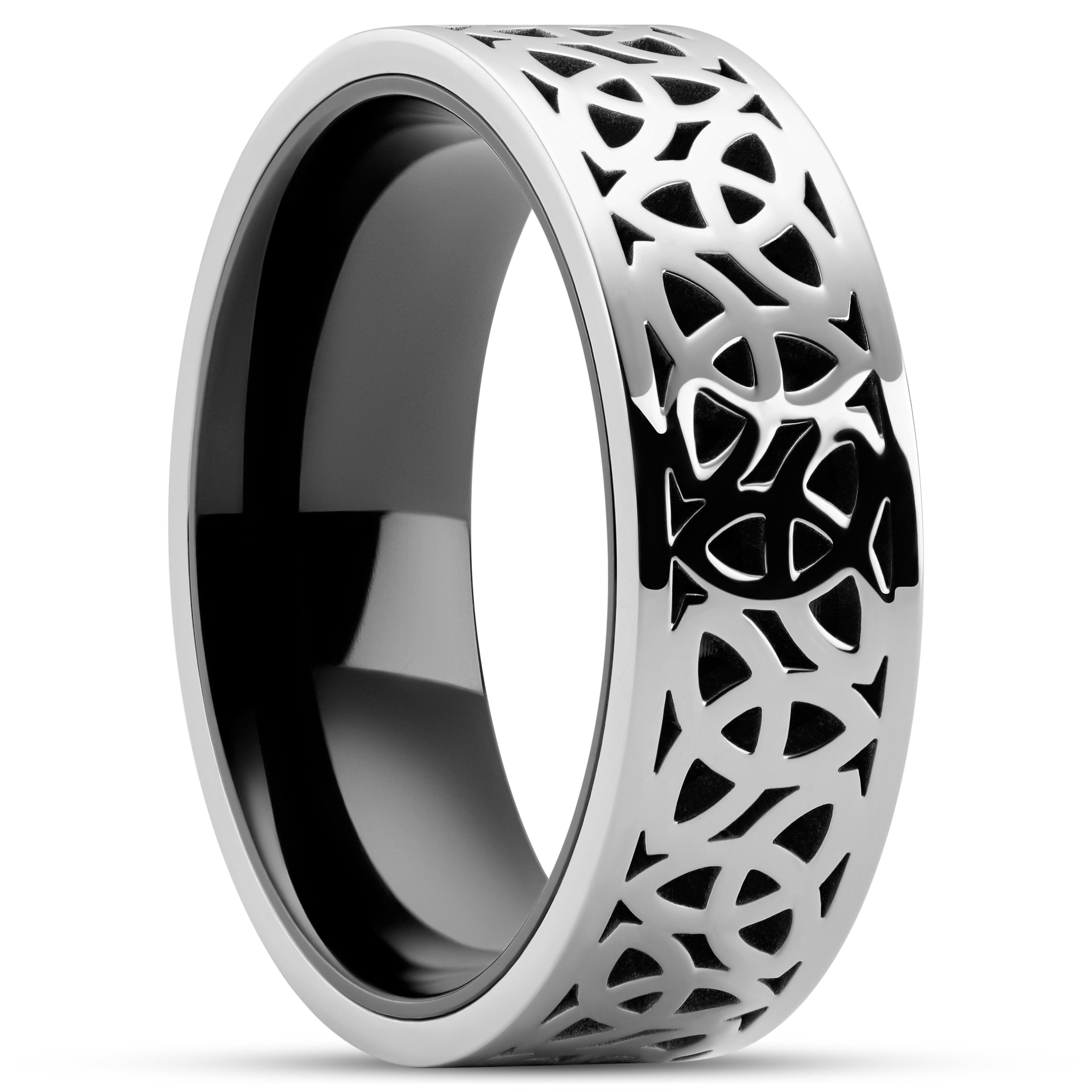 Hyperan | 8 mm Silver-tone Titanium Celtic Knot Ring