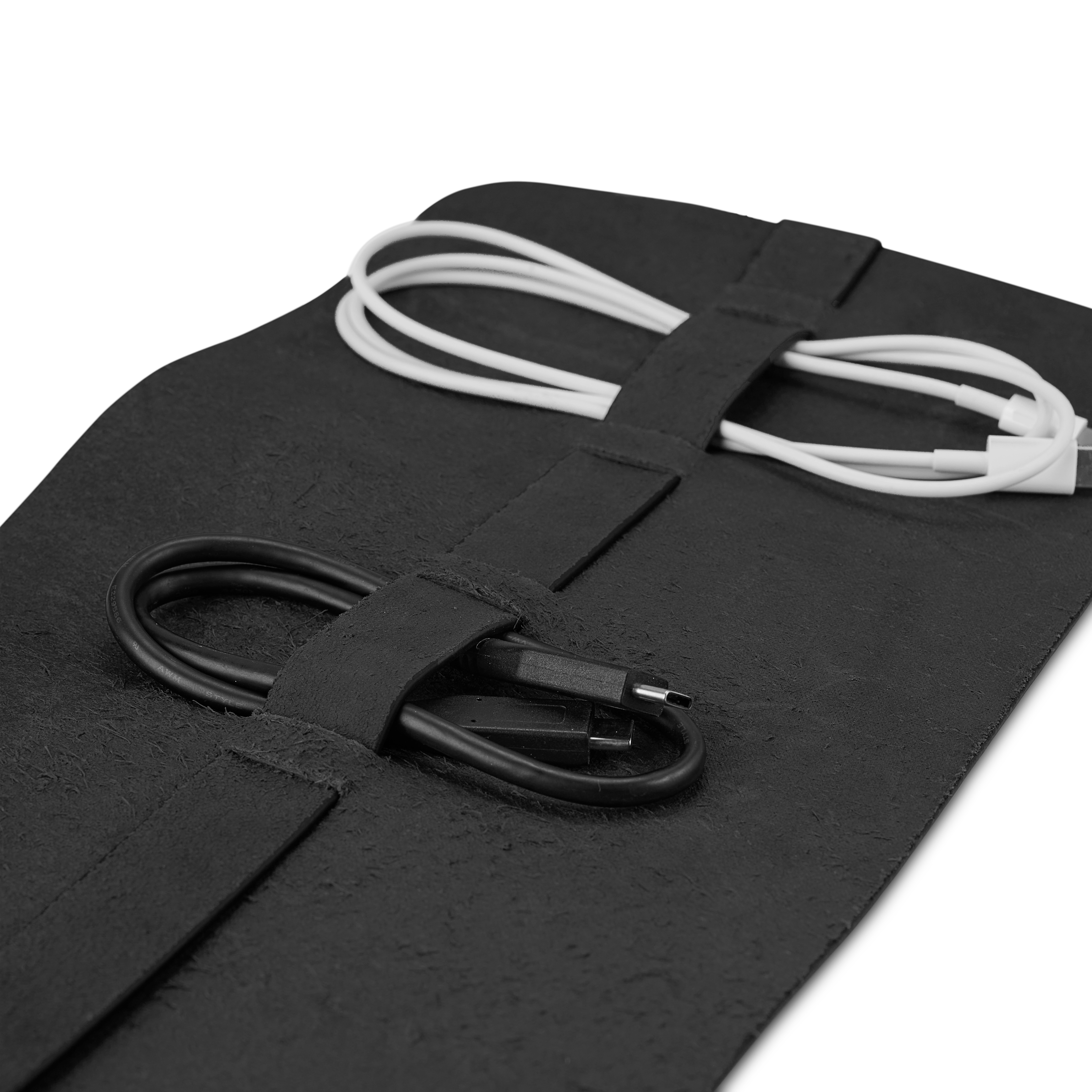 Black Leather Cable Organiser - 3