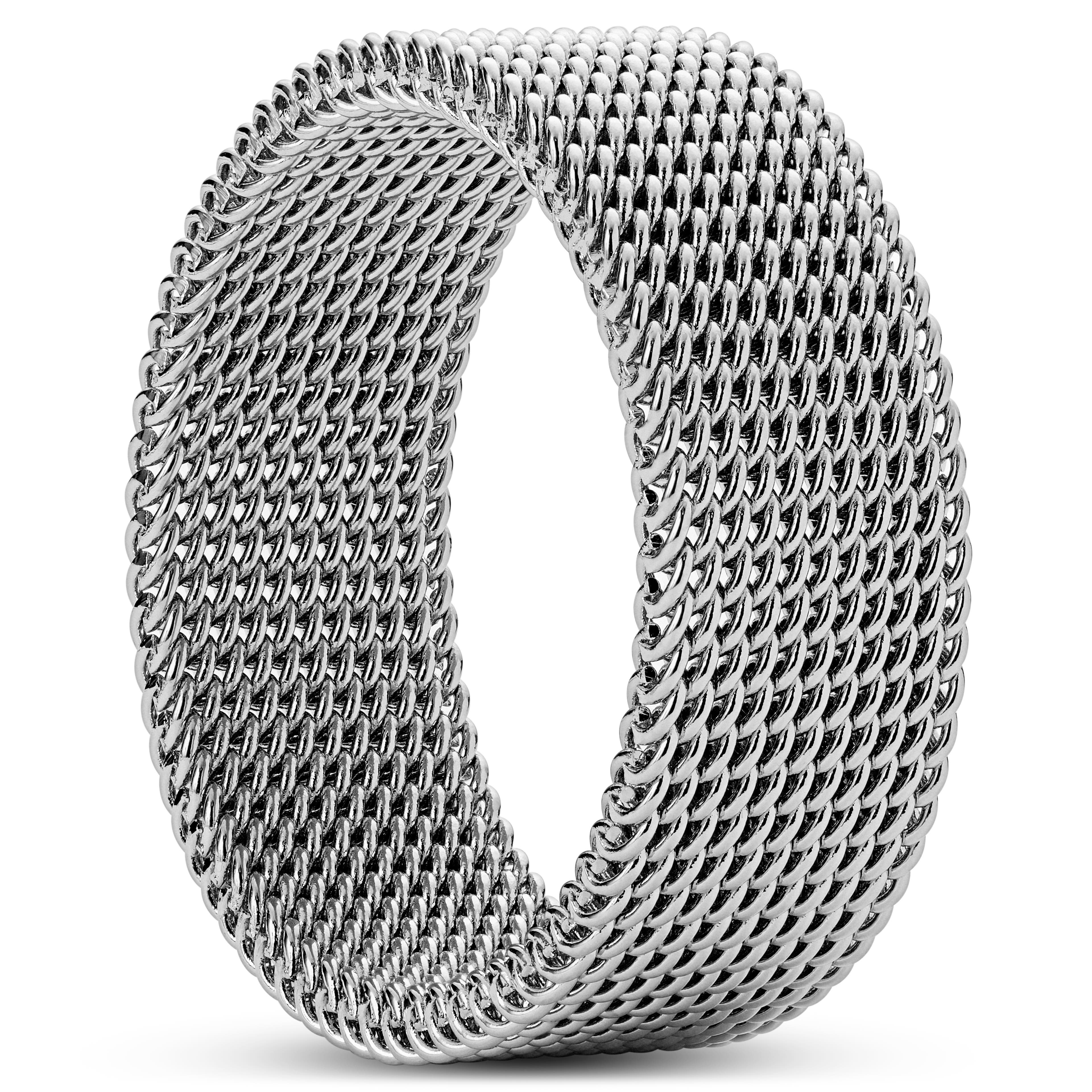 Sentio | Silberfarbener, flexibler Mesh-Ring aus Edelstahl