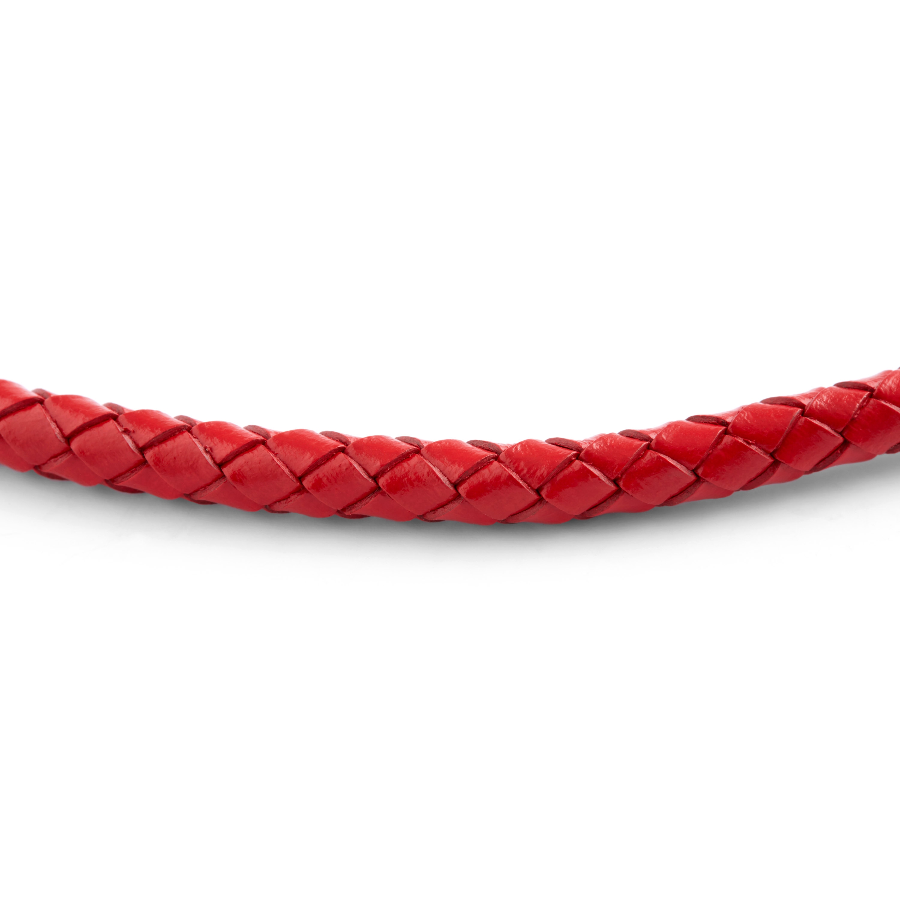 Rote Gewebte Lederkette 5 mm - 2