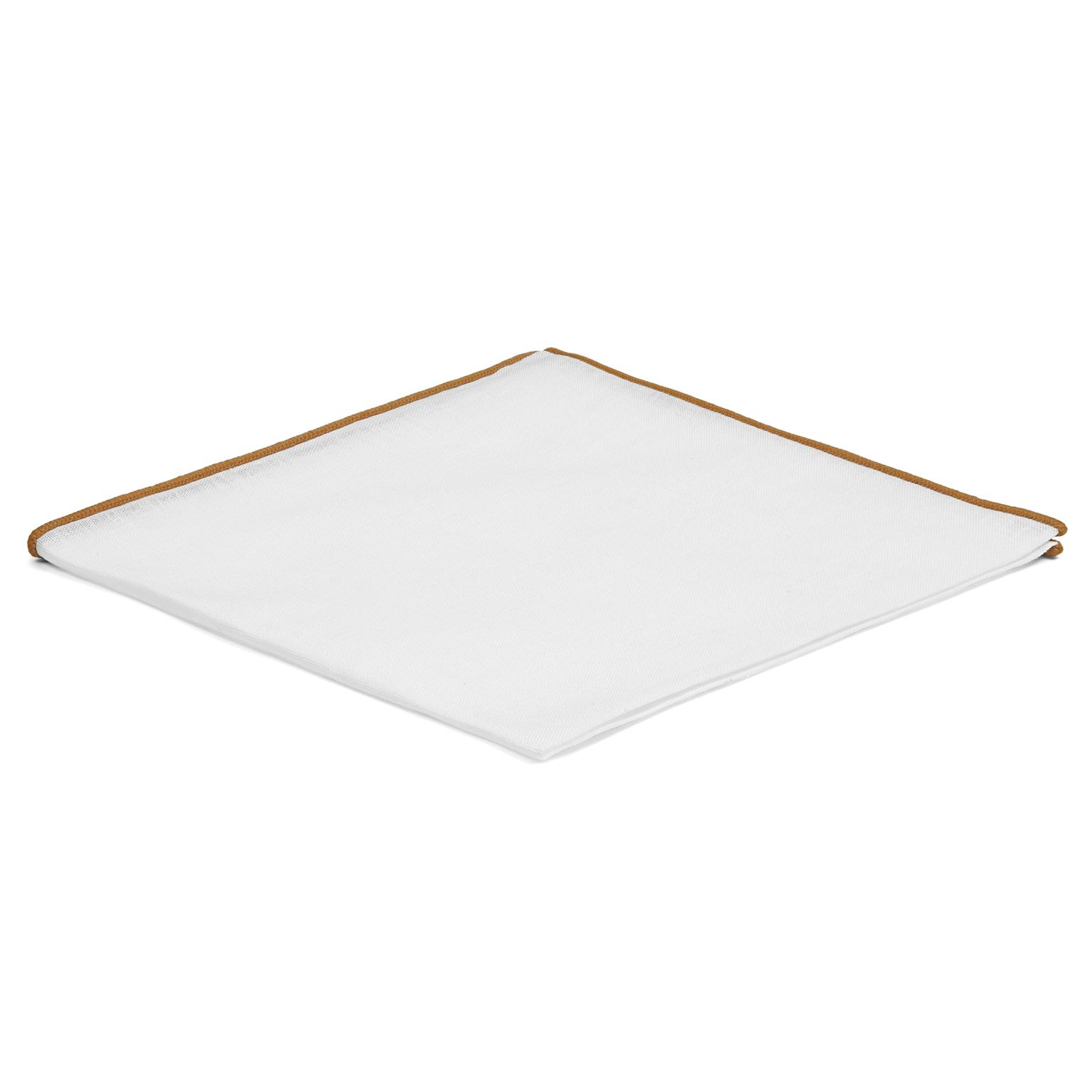 Lenço de Bolso Branco com Orlas Castanhas Lenço de Bolso Branco com Orlas Castanhas