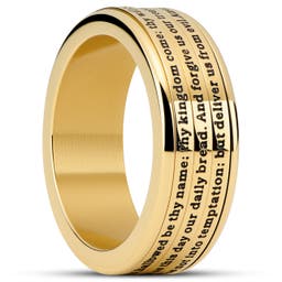 Enthumema | 1/3" (8 mm) Gold-tone English Lord’s Prayer Fidget Ring
