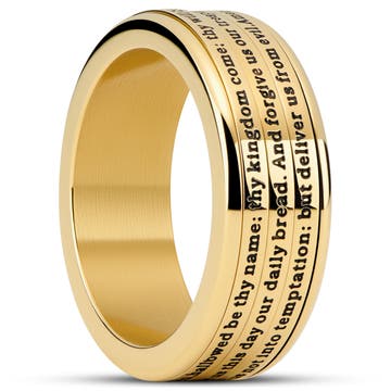 Enthumema | 8 mm Gulltonet Fidget Ring med Herrens Bønn på Engelsk
