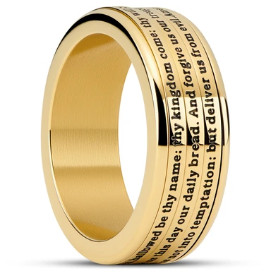 Enthumema | 8 mm Zelta krāsas sensorais gredzens English Lord's Prayer Enthumema | 8 mm Zelta krāsas sensorais gredzens English Lord's Prayer